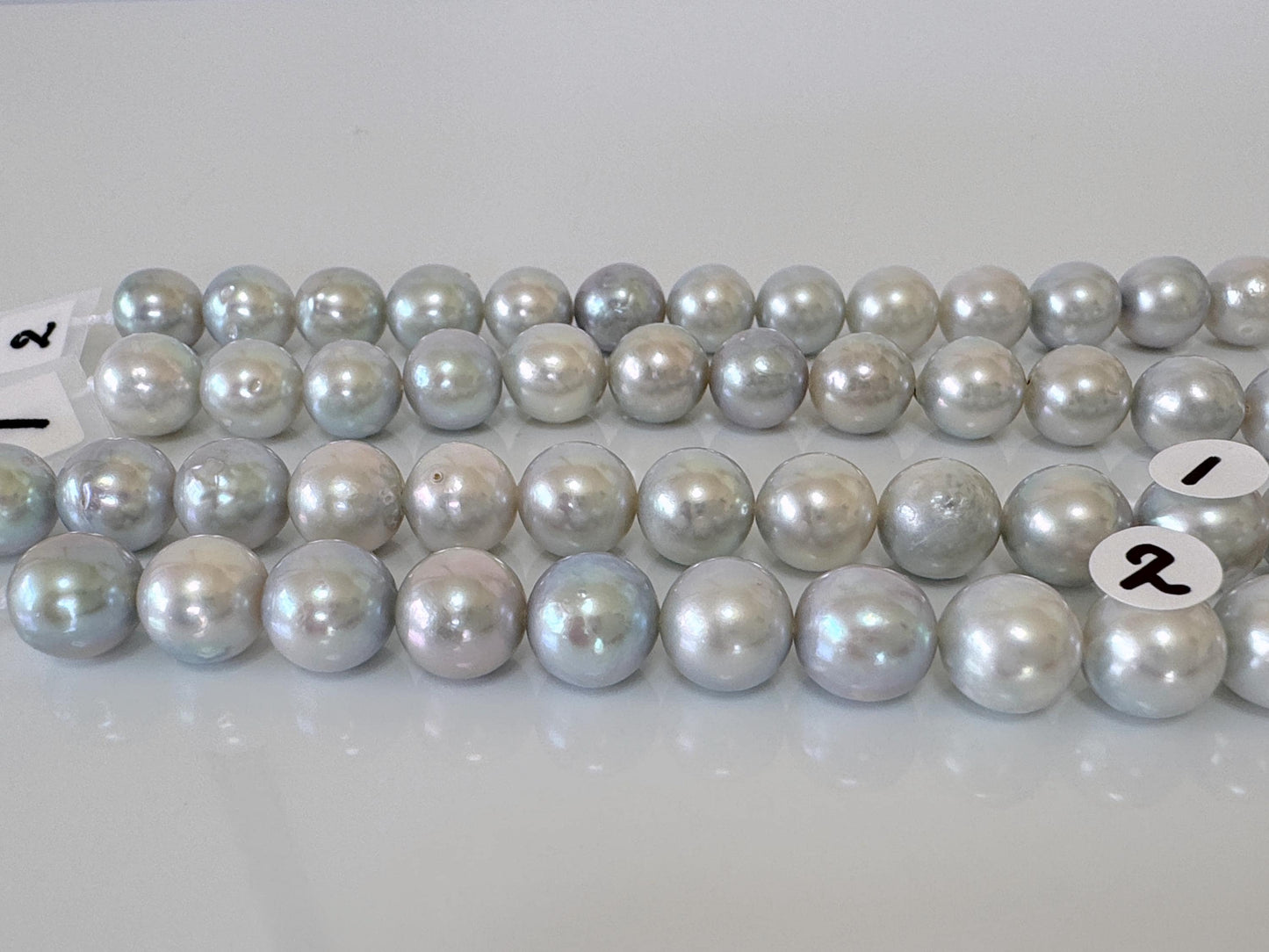 9-9.5.5mm Japanese Akoya Pearl Beads, Natural Blue/Silver color pearl, Genuine Akoya Pearl, Full Strand 40cm , 15.7", Salt water pearl