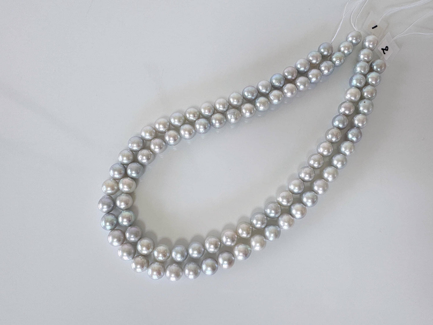 9-9.5.5mm Japanese Akoya Pearl Beads, Natural Blue/Silver color pearl, Genuine Akoya Pearl, Full Strand 40cm , 15.7", Salt water pearl