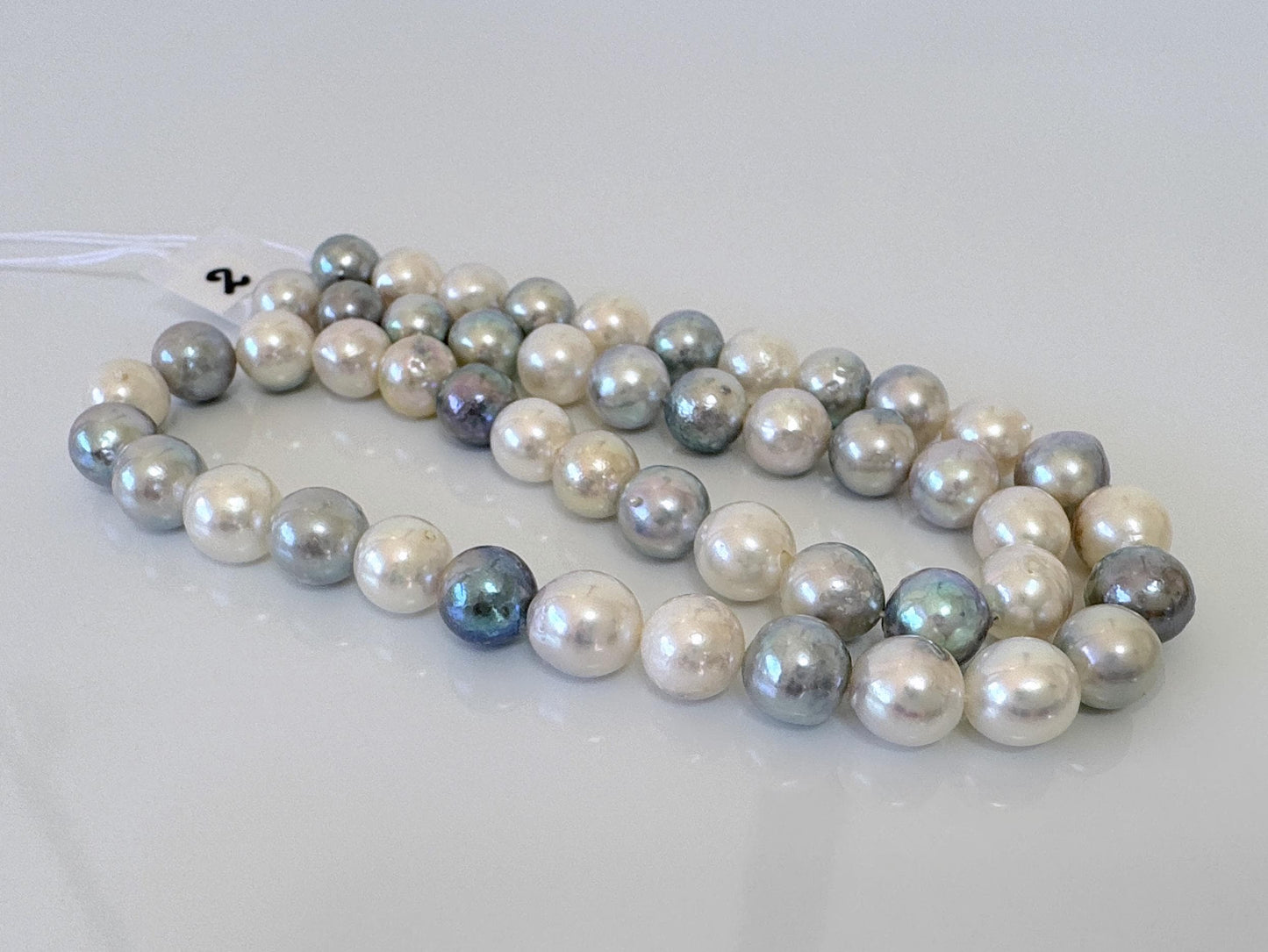 8-8.3mm Japanese Akoya Pearl Beads, Natural blue/silver/white color pearl, Genuine Salt water Akoya Pearl, Full Strand, 40cm , 15.7"