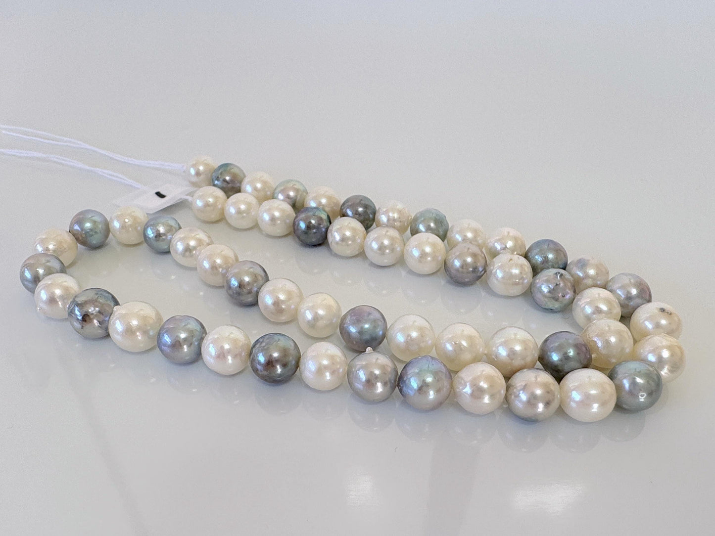 7-7.5mm Japanese Akoya Pearl Beads, Natural blue/silver/white color pearl, Genuine Salt water Akoya Pearl, Full Strand, 40cm , 15.7"