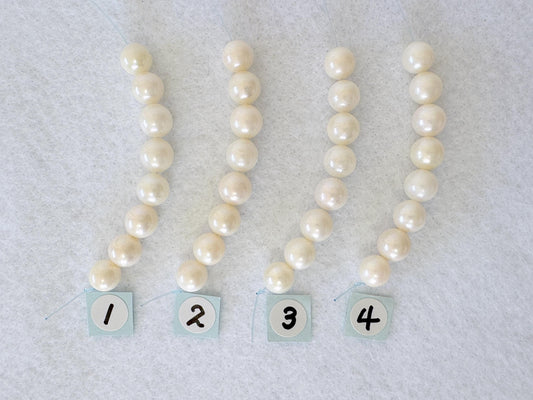 Japanese White/Pink Akoya Pearl Beads, 6.5-7mm, Mini Strand, Short Strand, 8 Pieces, Genuine Akoya Pearl, Cultured in Sea Water