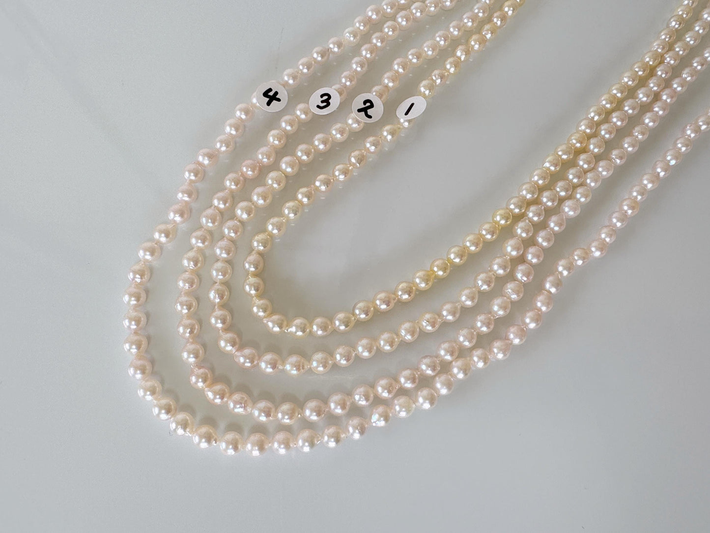 4.5-5mm Japanese White Akoya Baby Pearl Beads, Genuine Akoya Pearl, Full Strand, 40cm , 15.7", Cultured Salt water pearl