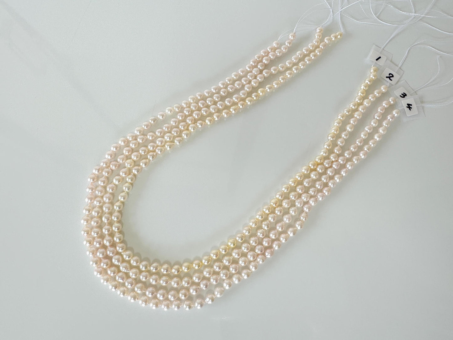 4.5-5mm Japanese White Akoya Baby Pearl Beads, Genuine Akoya Pearl, Full Strand, 40cm , 15.7", Cultured Salt water pearl