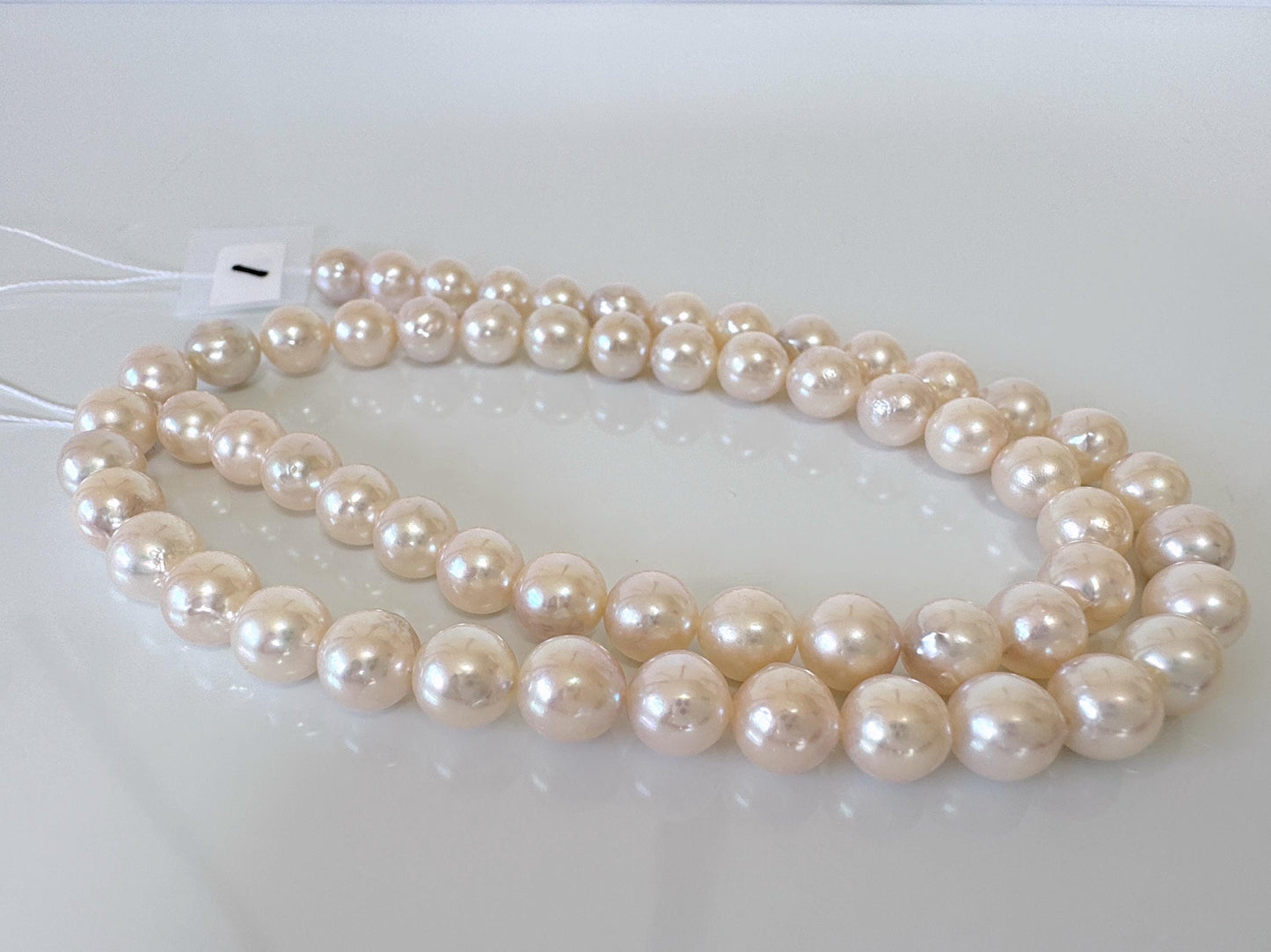 6.5-7mm Japanese White/Pink Akoya Pearl Beads, Genuine Akoya Pearl, Full Strand, 40cm , 15.7", Cultured Salt water pearl