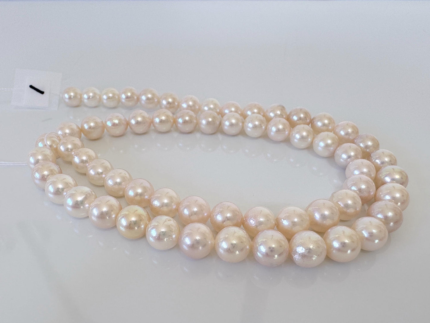 6.5-7mm Japanese White/Pink Akoya Pearl Beads, Genuine Akoya Pearl, Full Strand, 40cm , 15.7", Cultured Salt water pearl