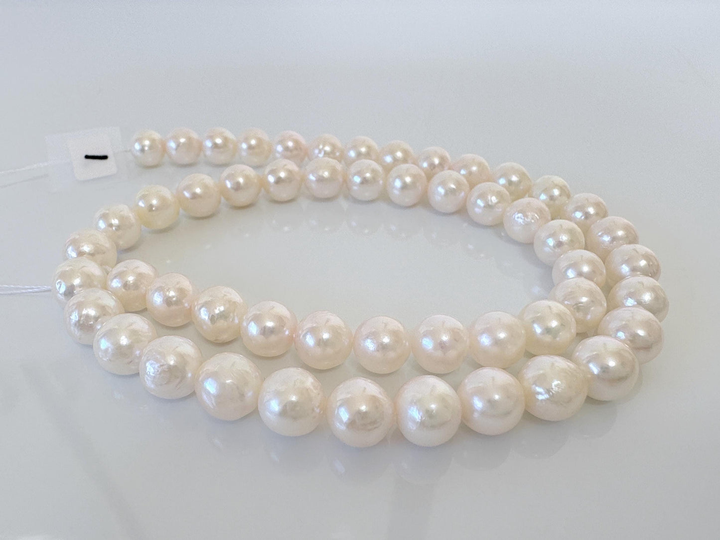 7.5-8mm Japanese White/Pink Akoya Pearl Beads, Genuine Akoya Pearl, Full Strand, 40cm , 15.7", Cultured Salt water pearl