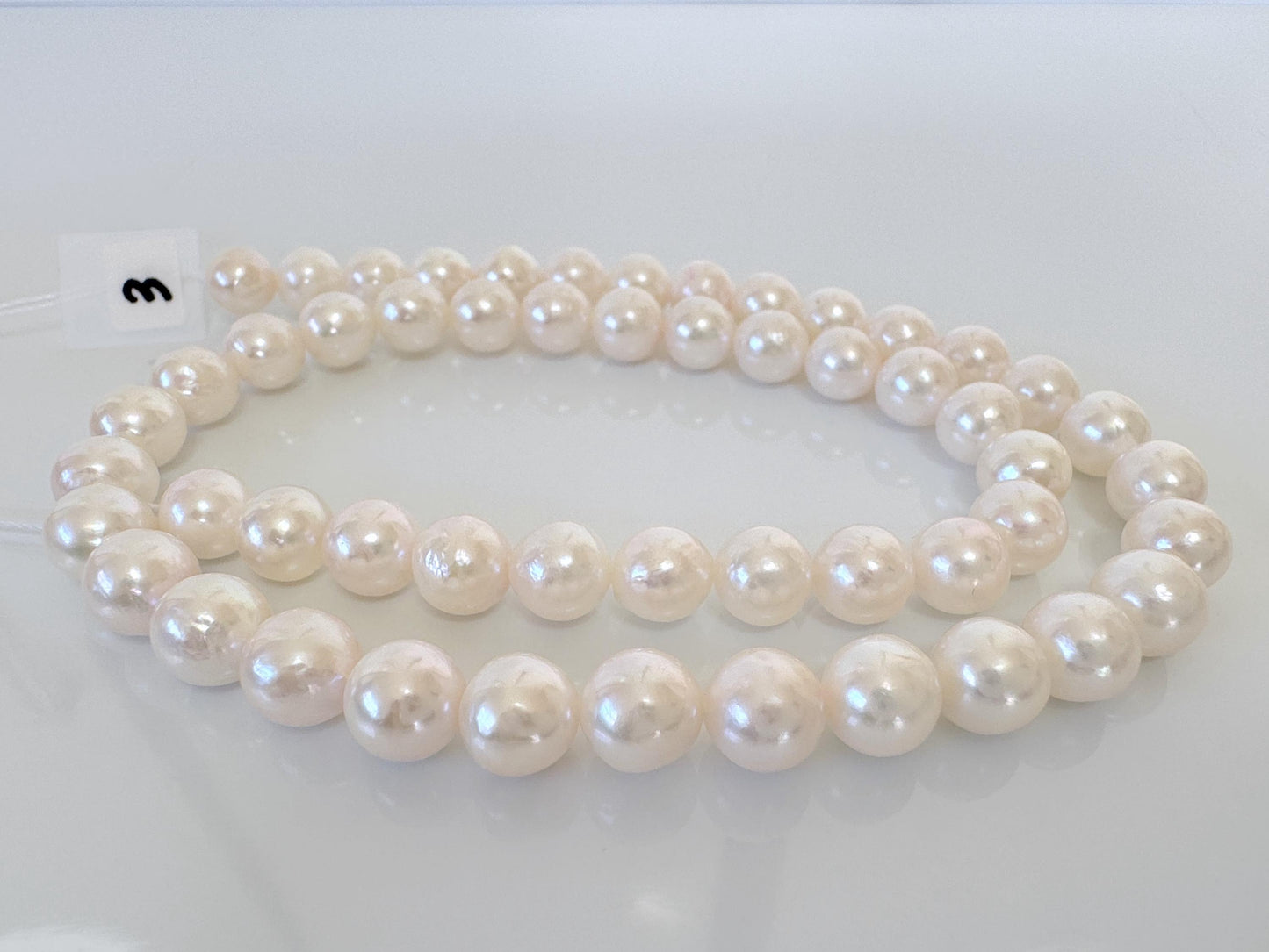 7.5-8mm Japanese White/Pink Akoya Pearl Beads, Genuine Akoya Pearl, Full Strand, 40cm , 15.7", Cultured Salt water pearl