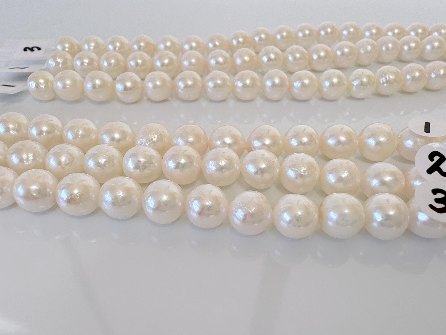 7.5-8mm Japanese White/Pink Akoya Pearl Beads, Genuine Akoya Pearl, Full Strand, 40cm , 15.7", Cultured Salt water pearl