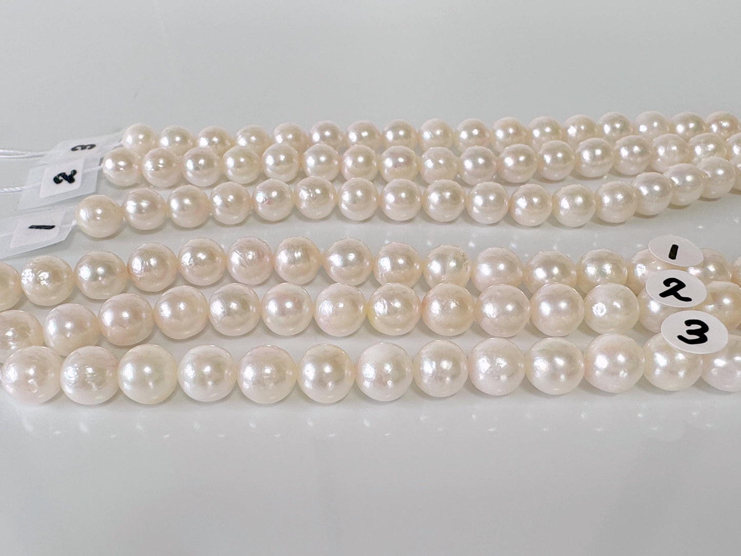 7.5-8mm Japanese White/Pink Akoya Pearl Beads, Genuine Akoya Pearl, Full Strand, 40cm , 15.7", Cultured Salt water pearl