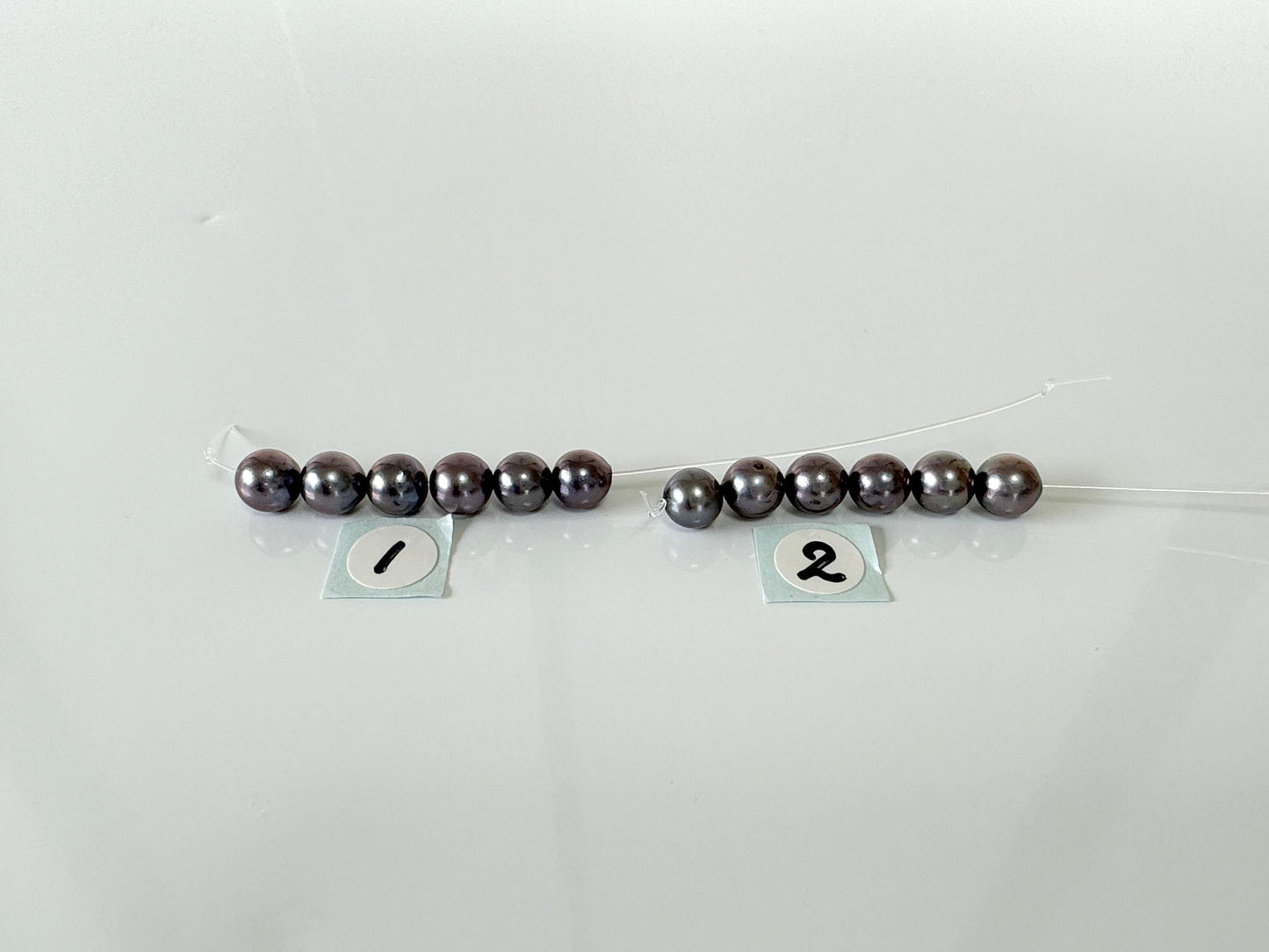 6 Pieces Short Strand of Japanese Peacock Black Akoya Pearl Beads, 5.7-5.9mm, Genuine Akoya Pearl, Cultured in Sea Water