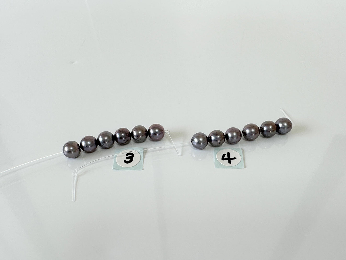 6 Pieces Short Strand of Japanese Peacock Black Akoya Pearl Beads, 5.7-5.9mm, Genuine Akoya Pearl, Cultured in Sea Water