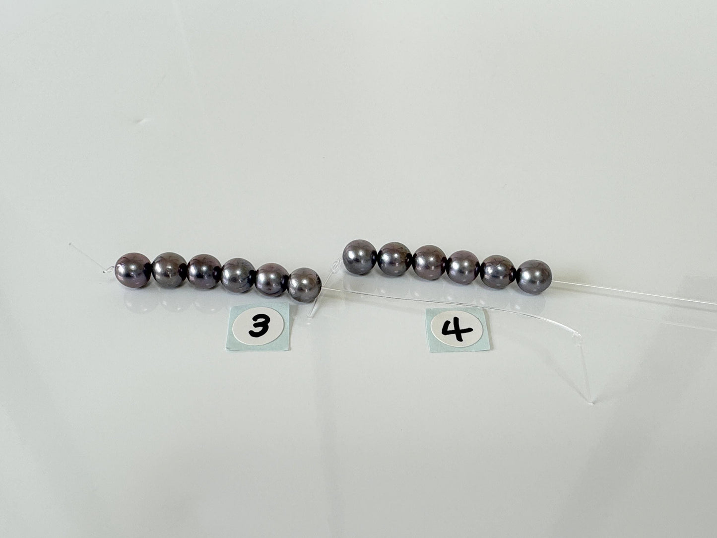 6 Pieces Short Strand of Japanese Peacock Black Akoya Pearl Beads, 5.7-5.9mm, Genuine Akoya Pearl, Cultured in Sea Water