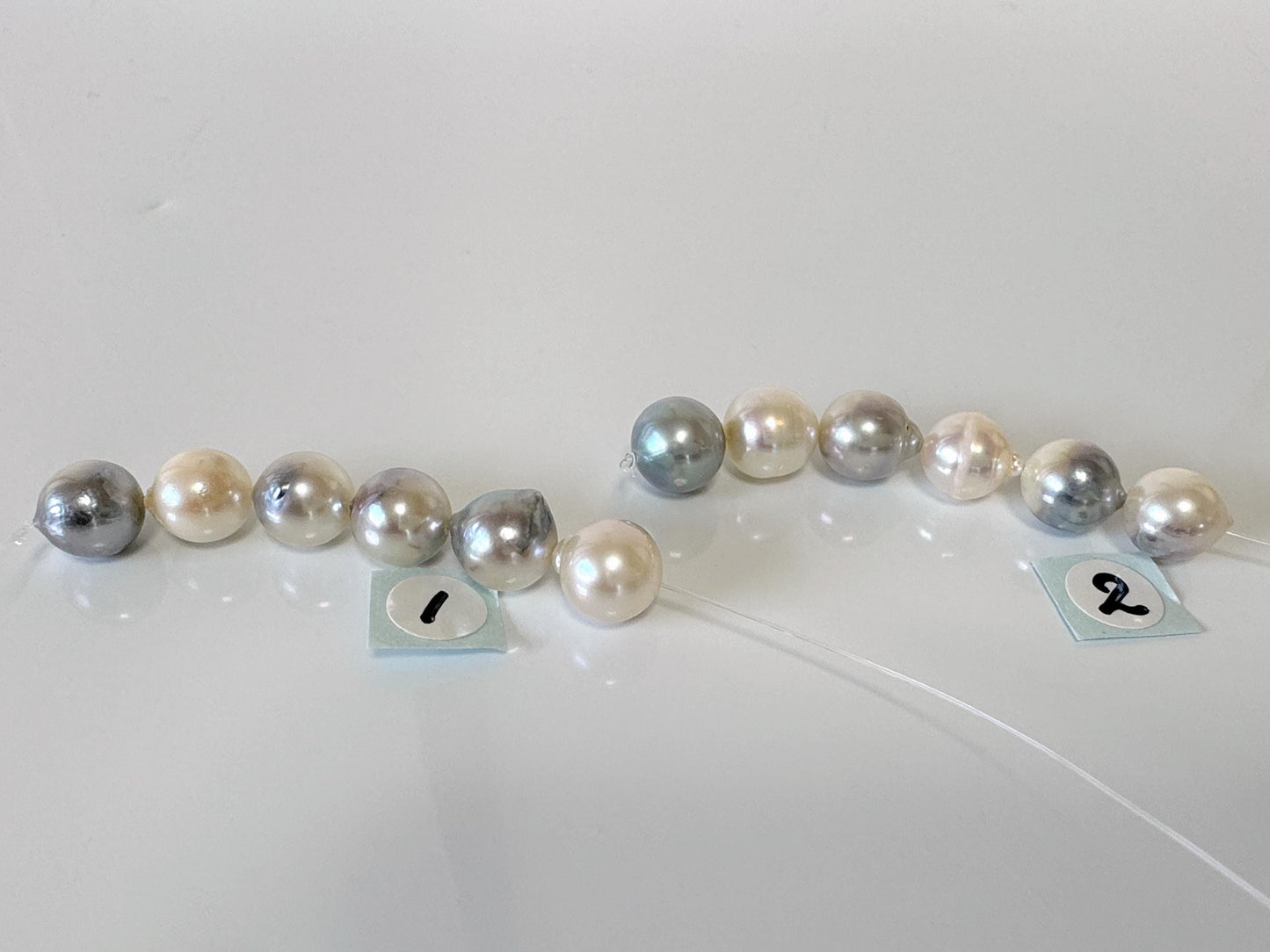 Japanese Natural blue/silver color Akoya Pearl Beads, 8-8.5mm, Mini Strand, Short Strand of 6 Pieces, Cultured in Sea Water