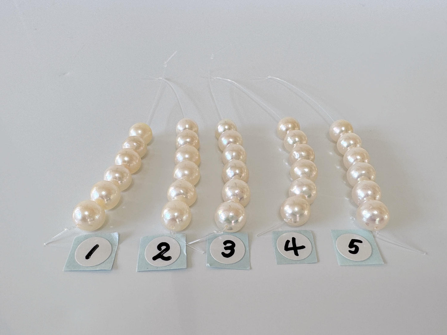 Japanese Cream White/Off-white Akoya Pearl Beads, 7-7.5mm, Mini Strand, Short Strand, 6 Pieces, Genuine Akoya Pearl, Cultured in Sea Water