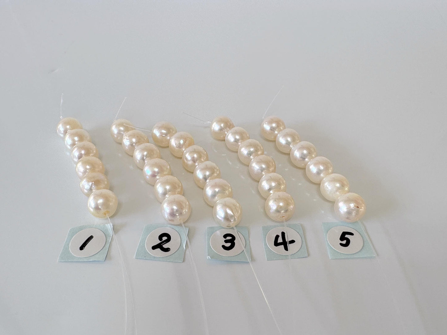 Japanese Cream White/Off-white Akoya Pearl Beads, 7-7.5mm, Mini Strand, Short Strand, 6 Pieces, Genuine Akoya Pearl, Cultured in Sea Water