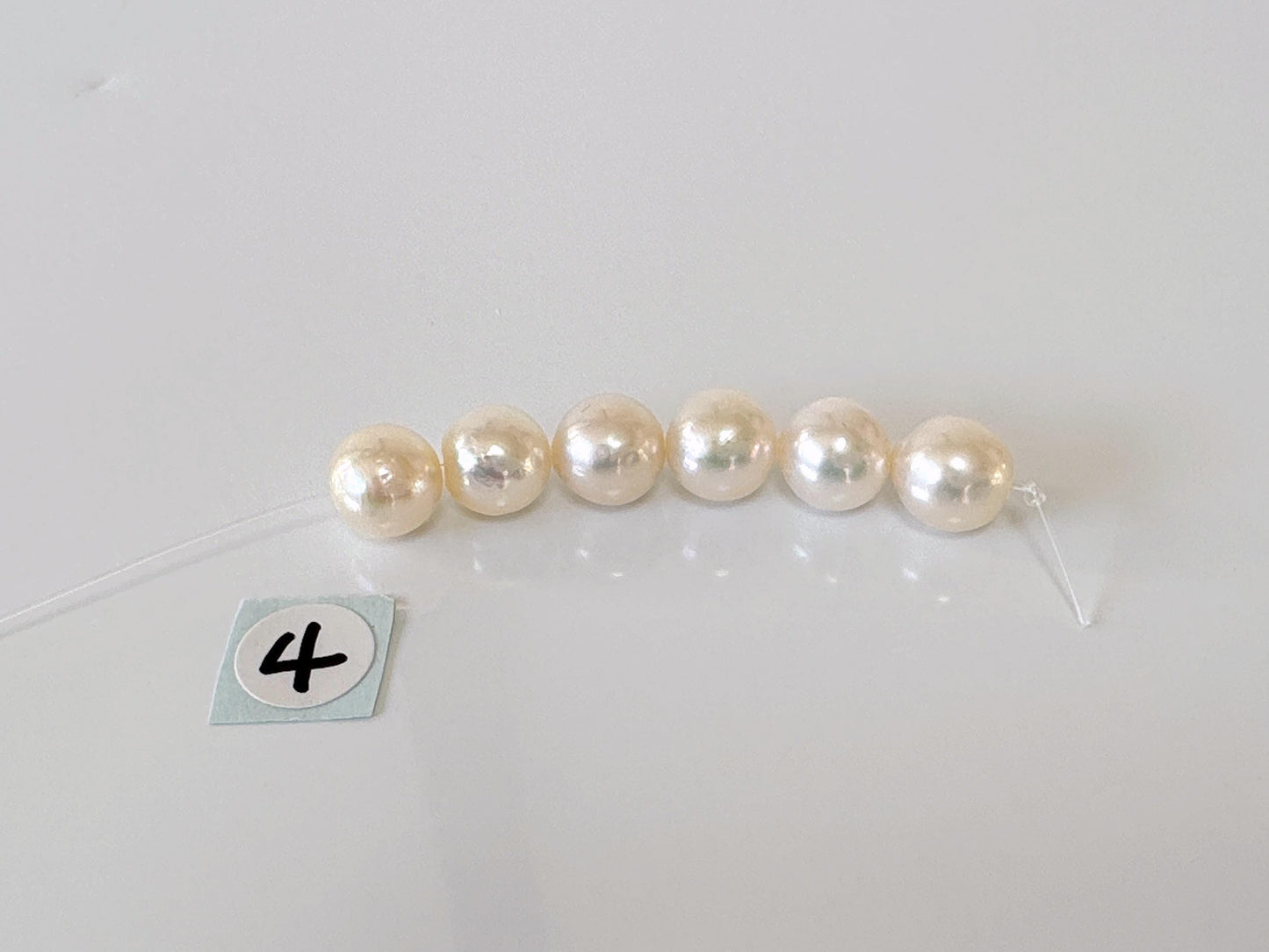 Japanese Cream White/Off-white Akoya Pearl Beads, 7-7.5mm, Mini Strand, Short Strand, 6 Pieces, Genuine Akoya Pearl, Cultured in Sea Water