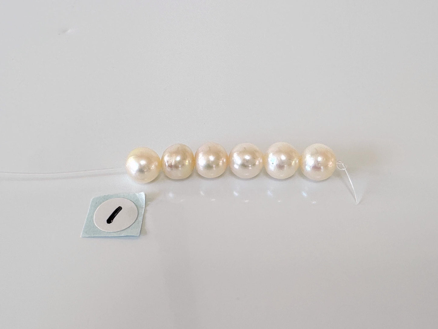 Japanese Cream White/Off-white Akoya Pearl Beads, 7-7.5mm, Mini Strand, Short Strand, 6 Pieces, Genuine Akoya Pearl, Cultured in Sea Water