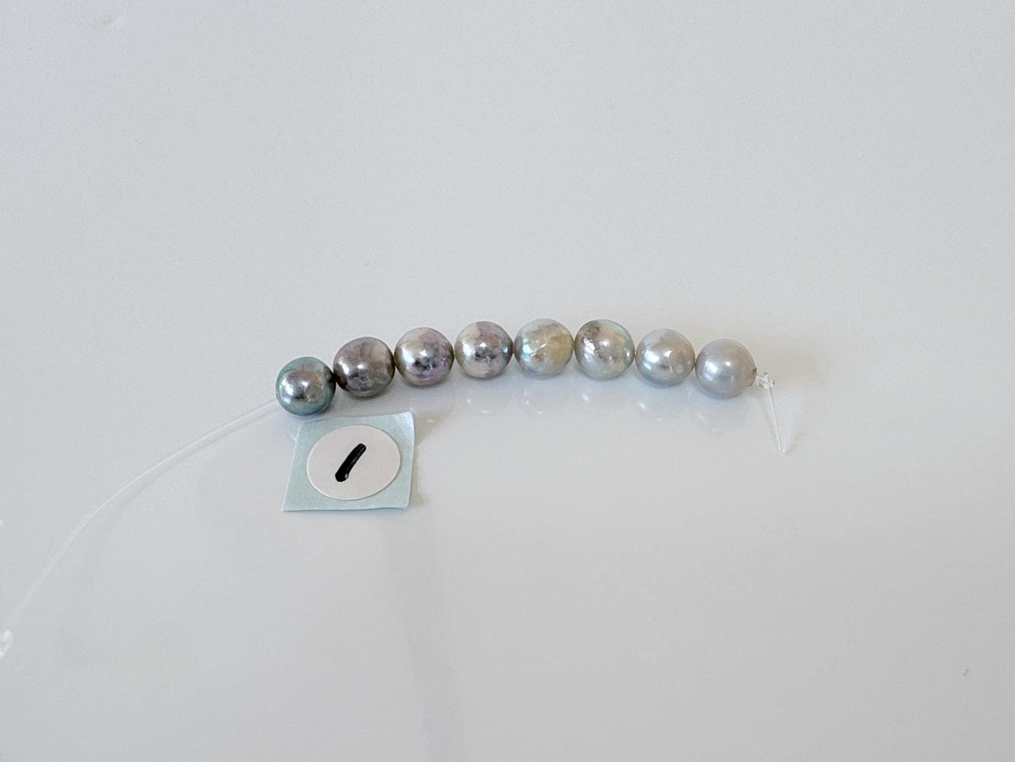 Japanese Natural blue/silver color Akoya Pearl Beads, 5-5.5mm, Mini Strand, Short Strand of 8 Pieces, Cultured in Sea Water