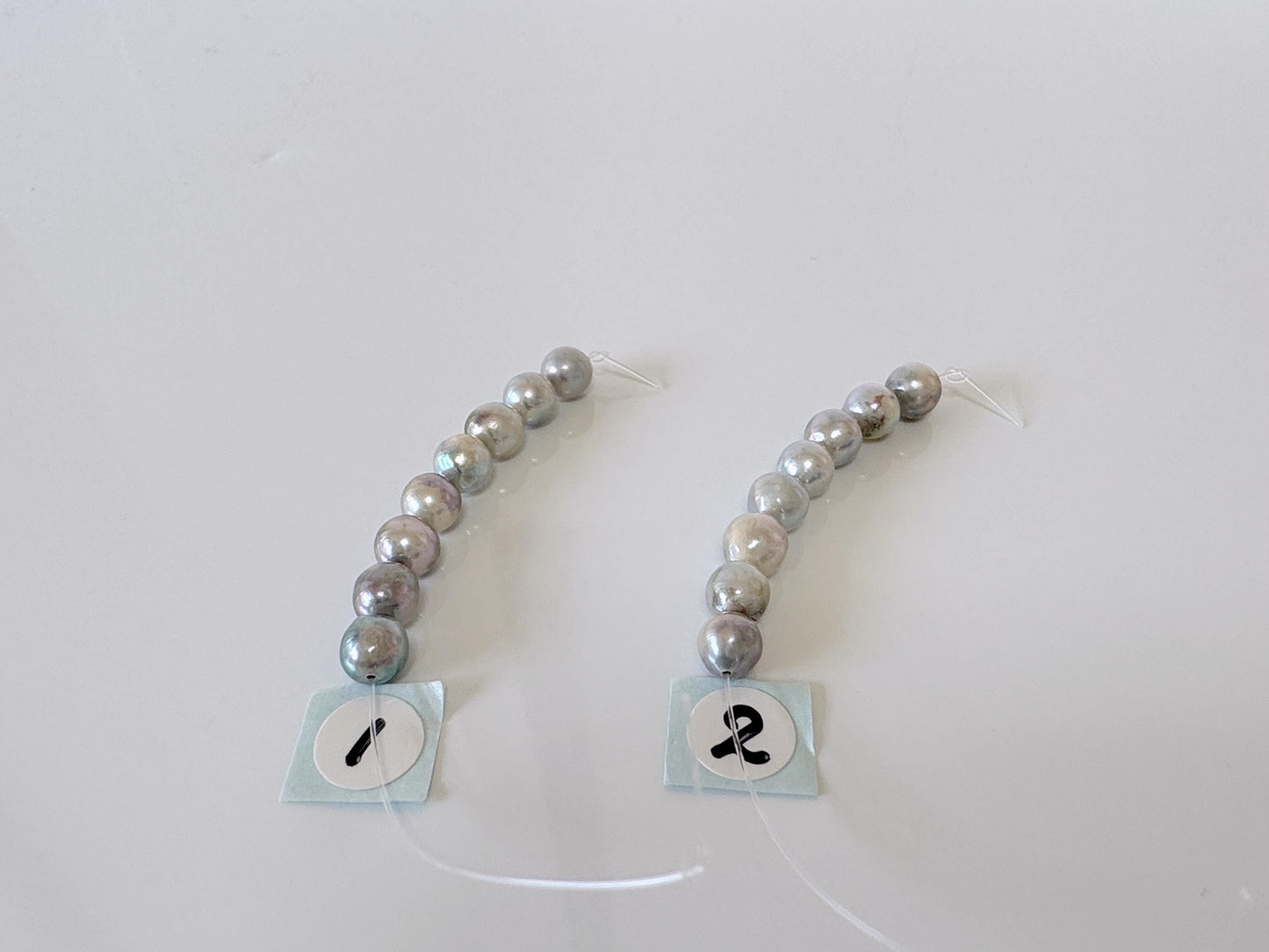 Japanese Natural blue/silver color Akoya Pearl Beads, 5-5.5mm, Mini Strand, Short Strand of 8 Pieces, Cultured in Sea Water