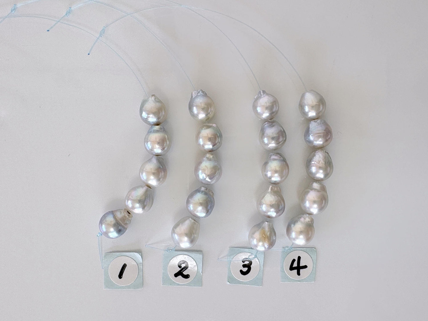 Japanese Natural blue/silver color Akoya Pearl Beads, 7-7.5mm, Mini Strand, Short Strand of 5 Pieces, Cultured in Sea Water