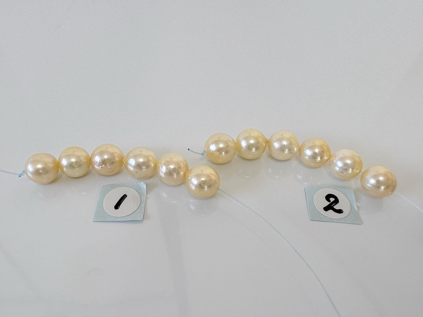 Japanese Yellow Akoya Pearl Beads, 7-7.5mm, Mini Strand, Short Strand, 6 Pieces, Genuine Akoya Pearl, Cultured in Sea Water