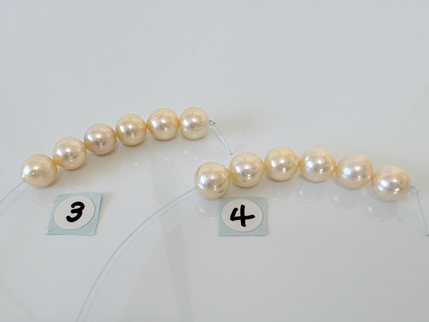 Japanese Yellow Akoya Pearl Beads, 7-7.5mm, Mini Strand, Short Strand, 6 Pieces, Genuine Akoya Pearl, Cultured in Sea Water