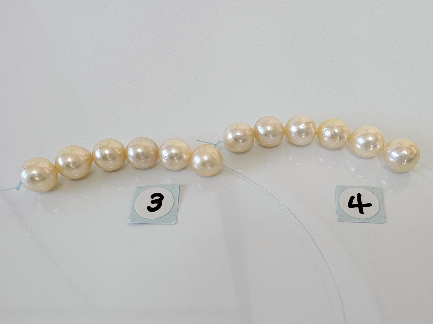 Japanese Yellow Akoya Pearl Beads, 7-7.5mm, Mini Strand, Short Strand, 6 Pieces, Genuine Akoya Pearl, Cultured in Sea Water