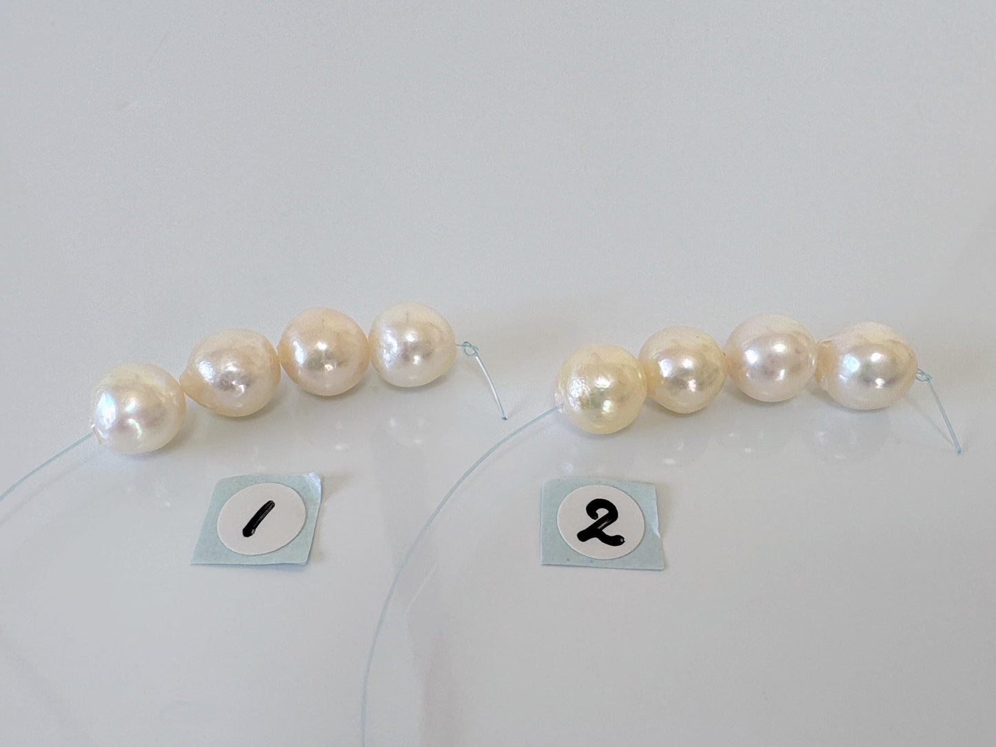 Japanese Cream White Akoya Pearl Beads, 9-9.5mm, Mini Strand, Short Strand, 4 Pieces, Genuine Akoya Pearl, Cultured in Sea Water