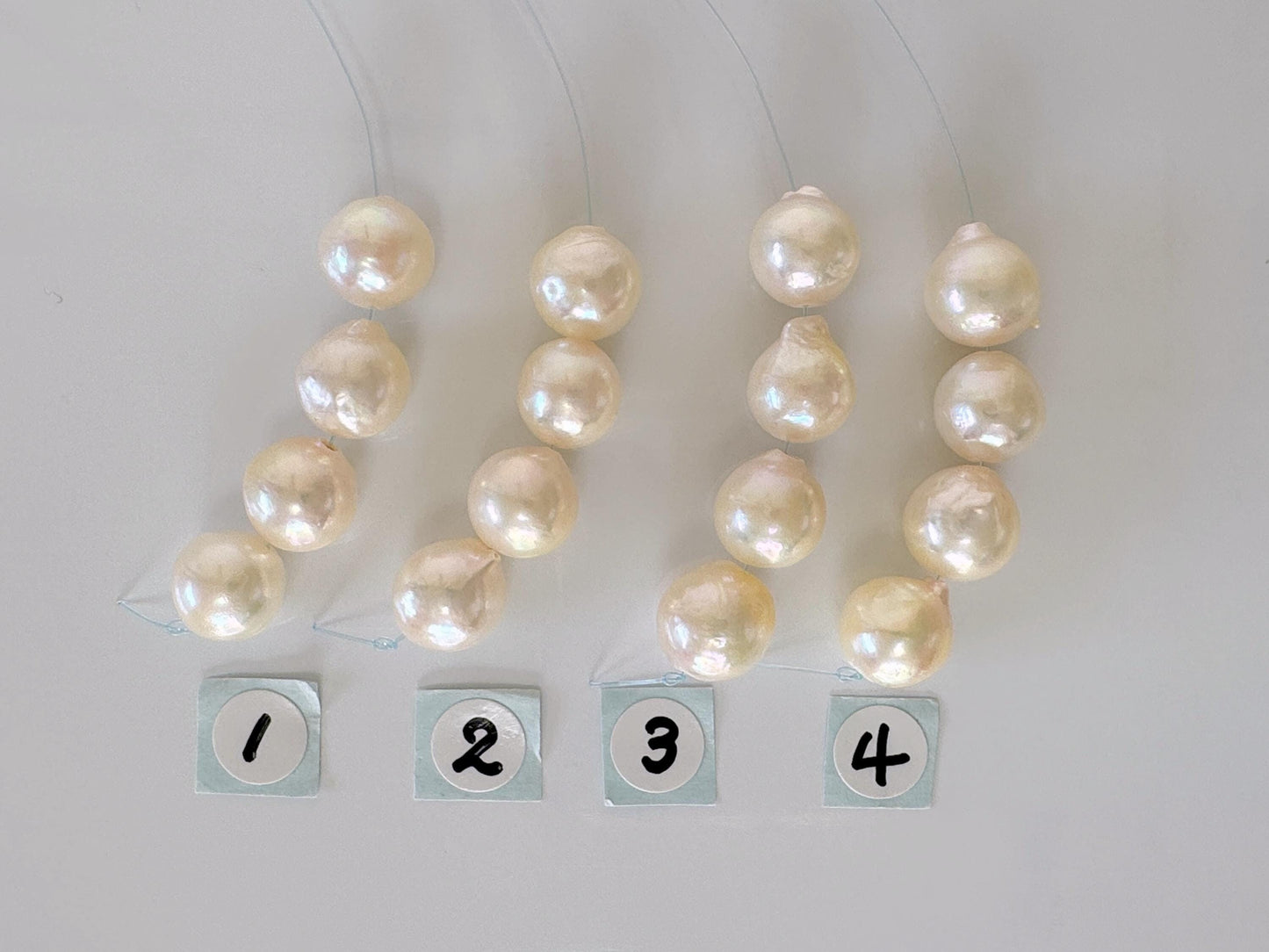 Japanese Cream White Akoya Pearl Beads, 9-9.5mm, Mini Strand, Short Strand, 4 Pieces, Genuine Akoya Pearl, Cultured in Sea Water