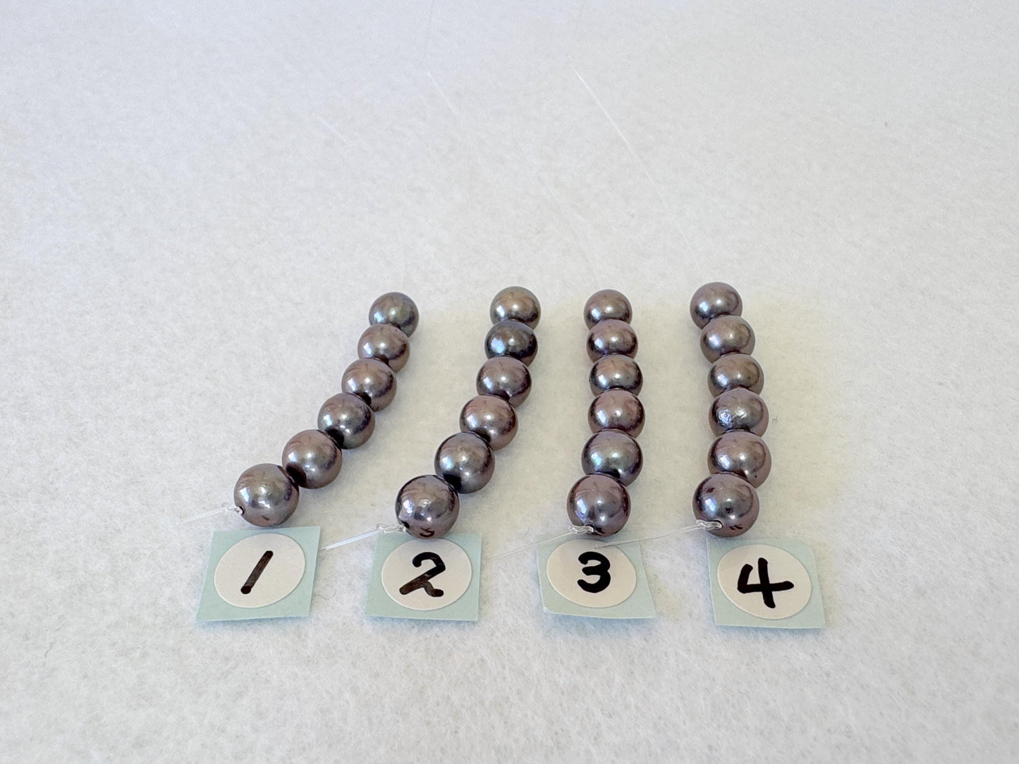 6 Pieces Short Strand of Japanese Peacock Black Akoya Pearl Beads, 5.7-5.9mm, Genuine Akoya Pearl, Cultured in Sea Water