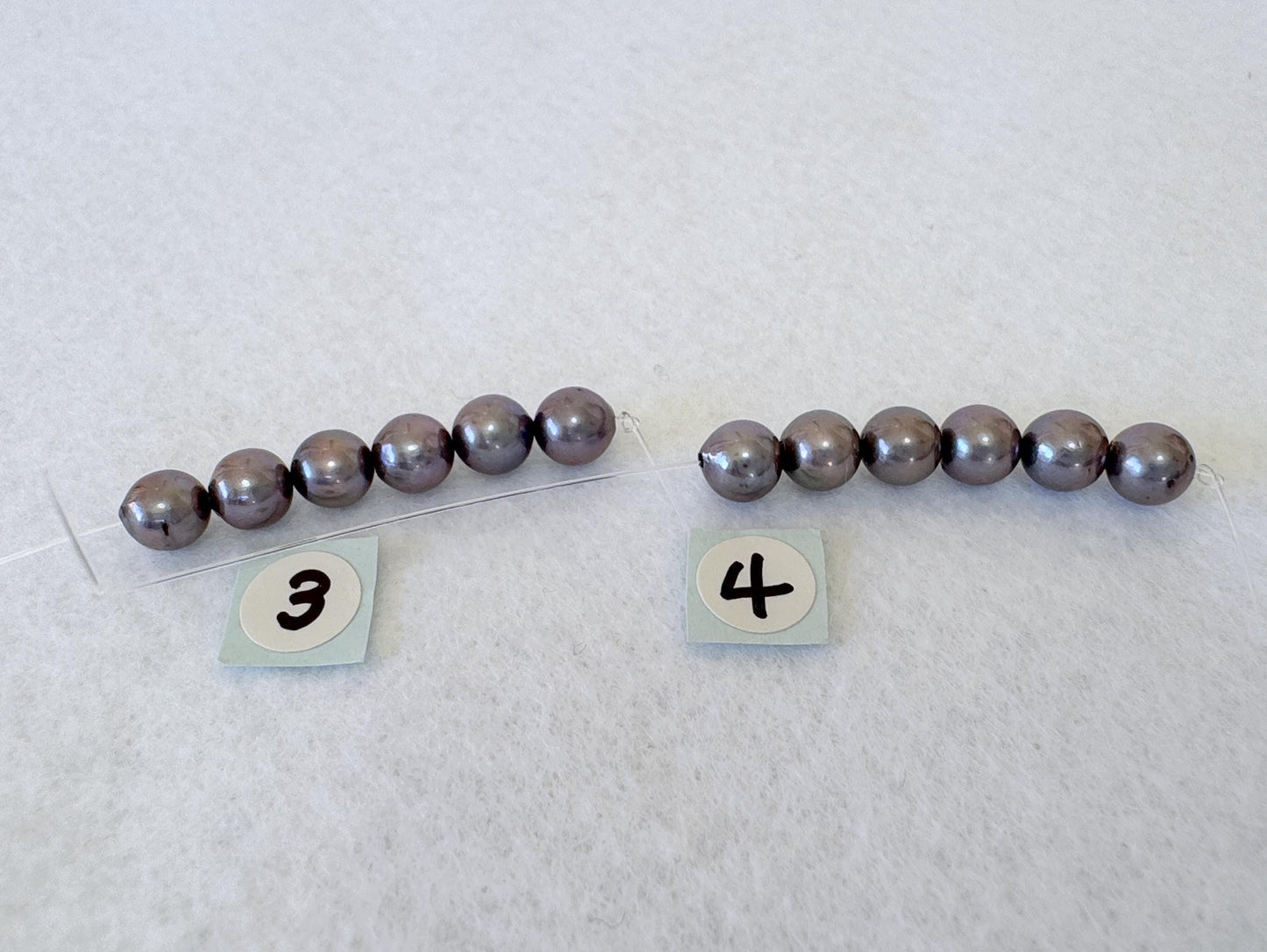 6 Pieces Short Strand of Japanese Peacock Black Akoya Pearl Beads, 5.7-5.9mm, Genuine Akoya Pearl, Cultured in Sea Water