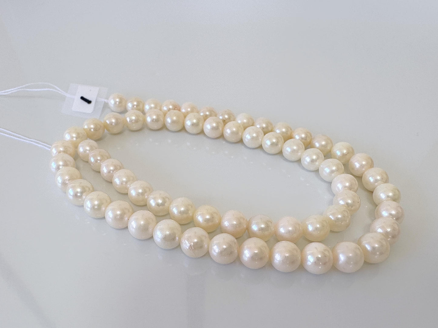 6.5-7mm Japanese White/Off-white Akoya Pearl Beads, Genuine Akoya Pearl, Full Strand, 40cm , 15.7", Cultured Salt water pearl