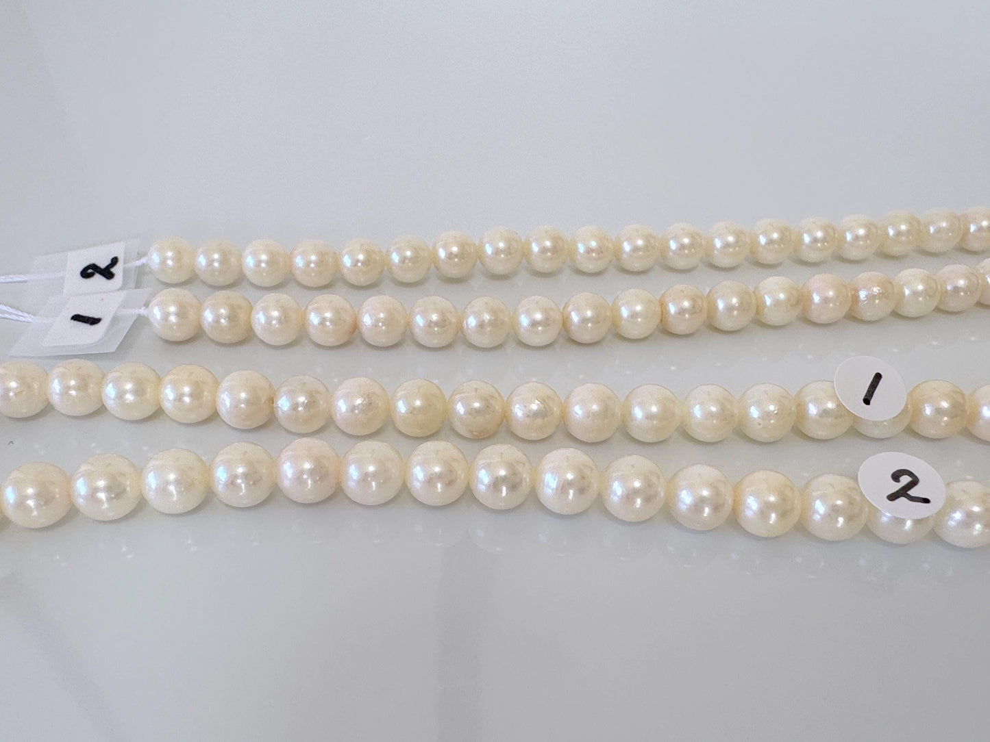 6.5-7mm Japanese White/Off-white Akoya Pearl Beads, Genuine Akoya Pearl, Full Strand, 40cm , 15.7", Cultured Salt water pearl