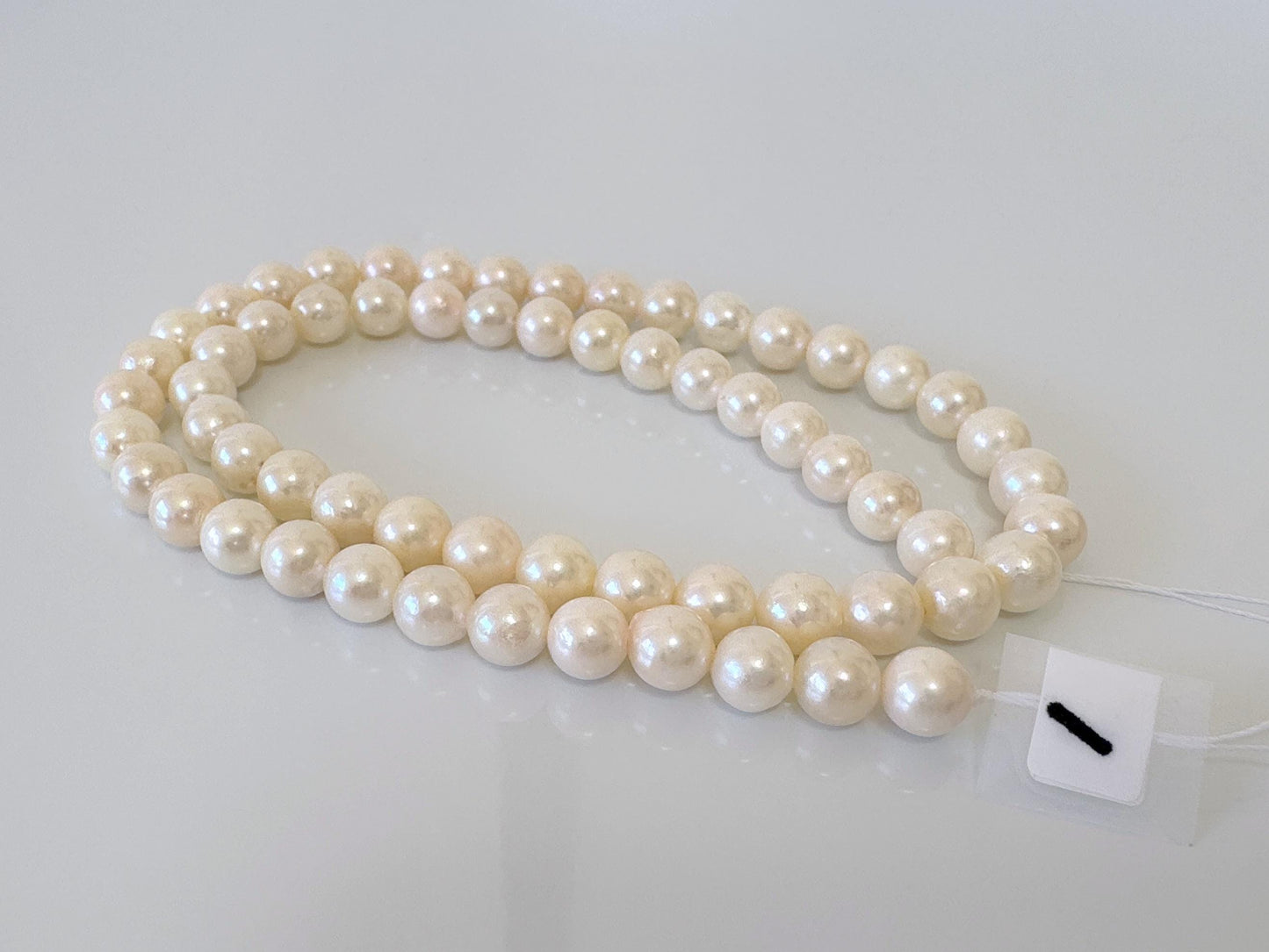 6.5-7mm Japanese White/Off-white Akoya Pearl Beads, Genuine Akoya Pearl, Full Strand, 40cm , 15.7", Cultured Salt water pearl