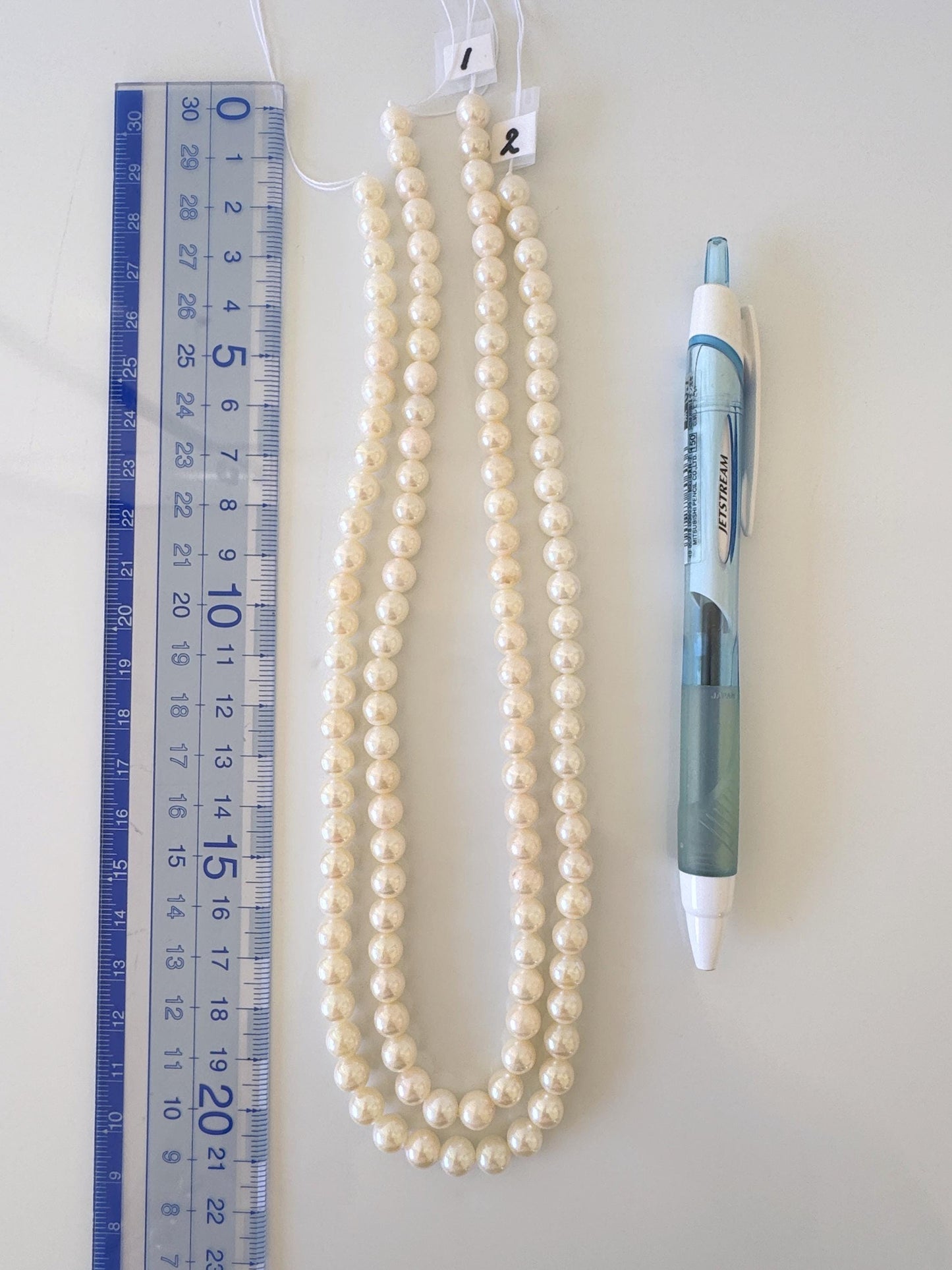 6.5-7mm Japanese White/Off-white Akoya Pearl Beads, Genuine Akoya Pearl, Full Strand, 40cm , 15.7", Cultured Salt water pearl