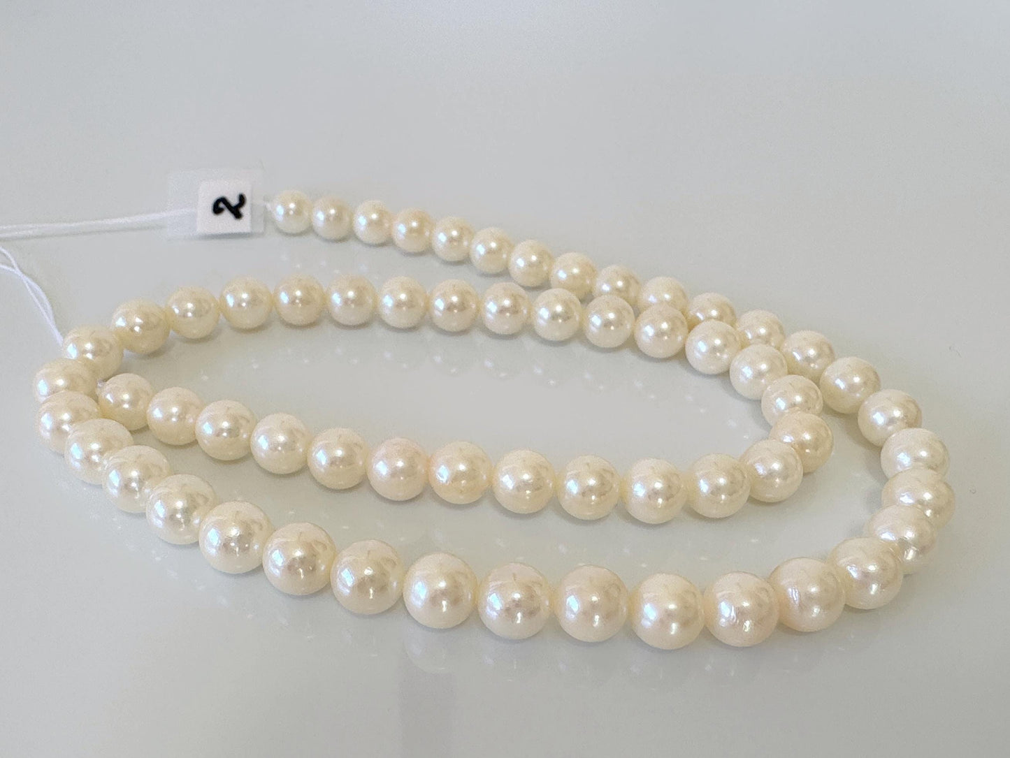 6.5-7mm Japanese White/Off-white Akoya Pearl Beads, Genuine Akoya Pearl, Full Strand, 40cm , 15.7", Cultured Salt water pearl