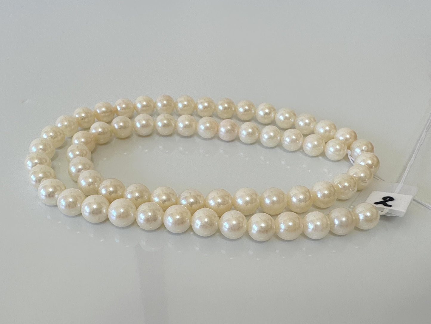 6.5-7mm Japanese White/Off-white Akoya Pearl Beads, Genuine Akoya Pearl, Full Strand, 40cm , 15.7", Cultured Salt water pearl