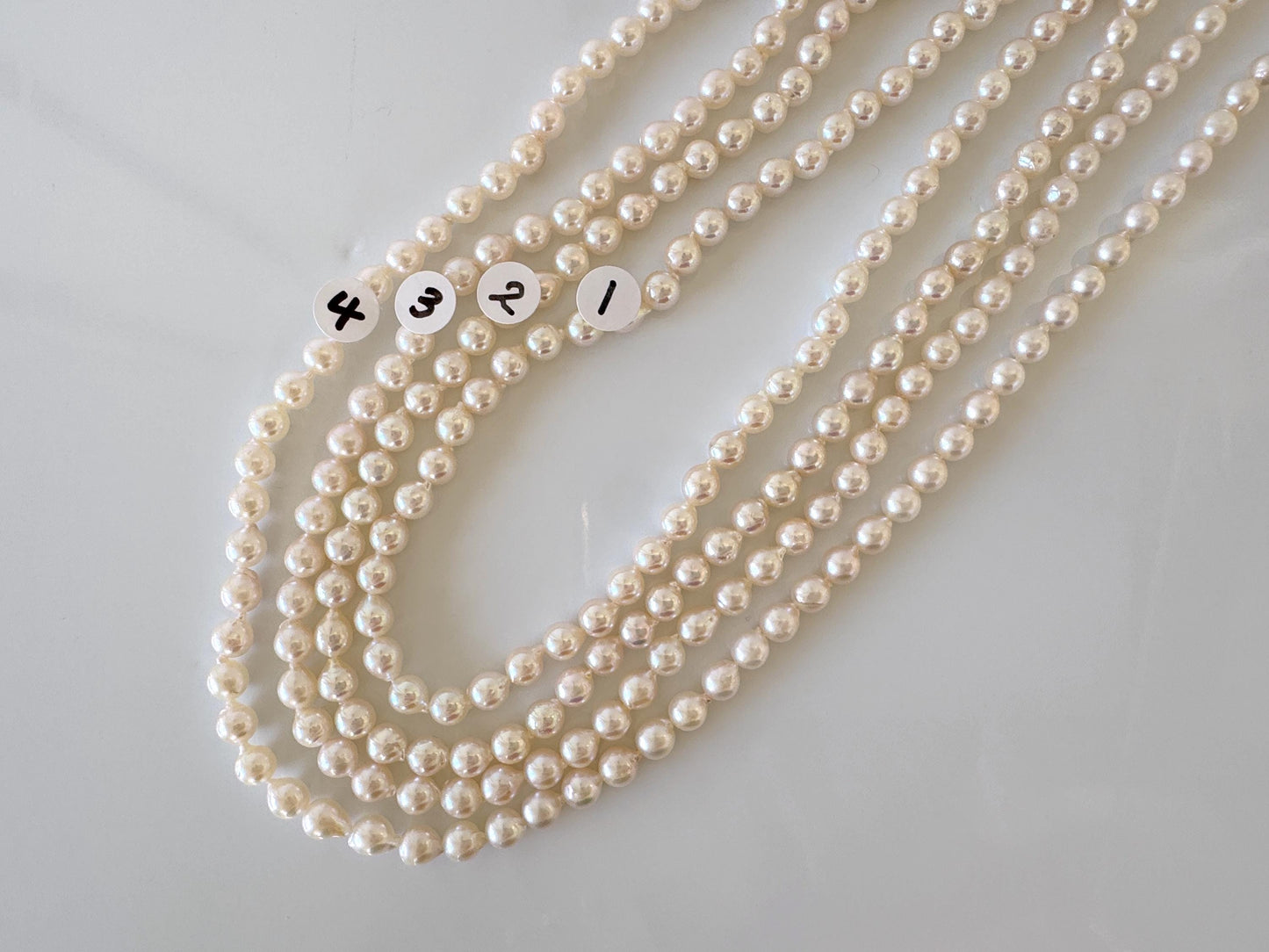 4.5-5mm Japanese White Akoya Baby Pearl Beads, Genuine Akoya Pearl, Full Strand, 40cm , 15.7", Cultured Salt water pearl