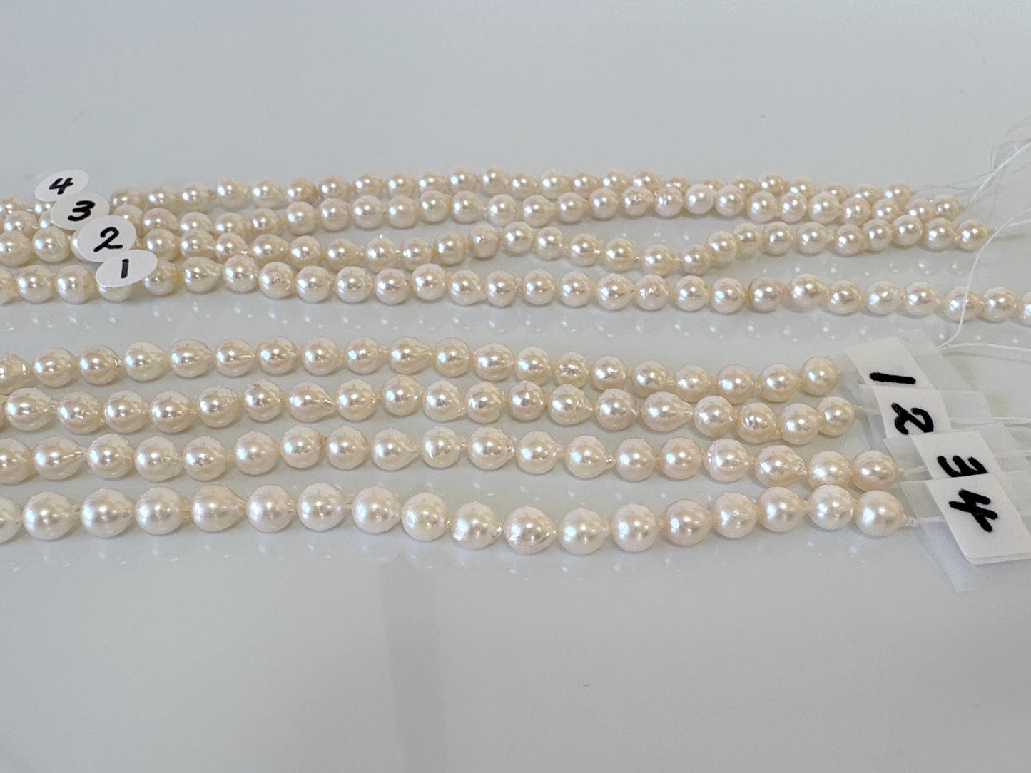 4.5-5mm Japanese White Akoya Baby Pearl Beads, Genuine Akoya Pearl, Full Strand, 40cm , 15.7", Cultured Salt water pearl