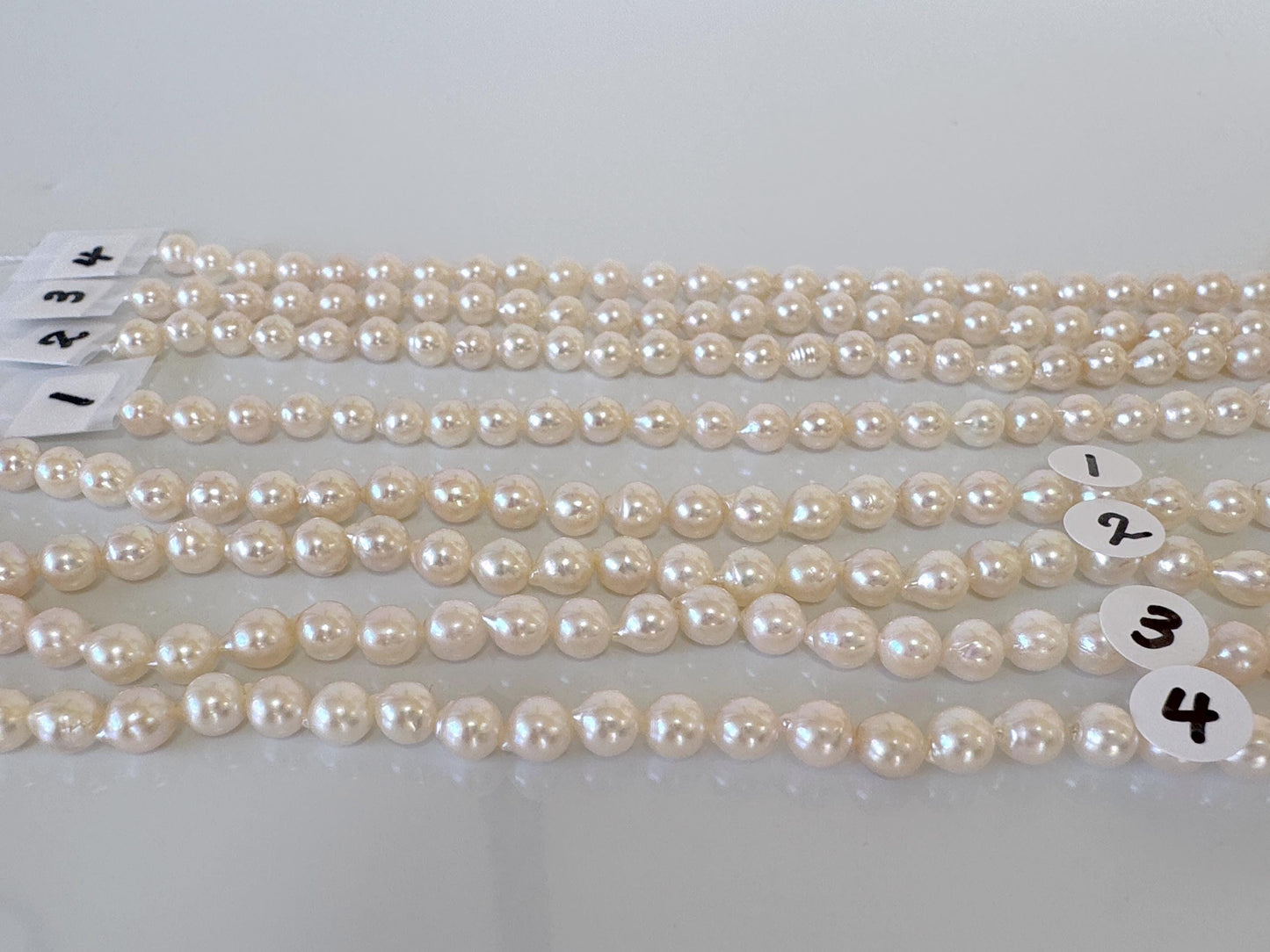 4.5-5mm Japanese White Akoya Baby Pearl Beads, Genuine Akoya Pearl, Full Strand, 40cm , 15.7", Cultured Salt water pearl