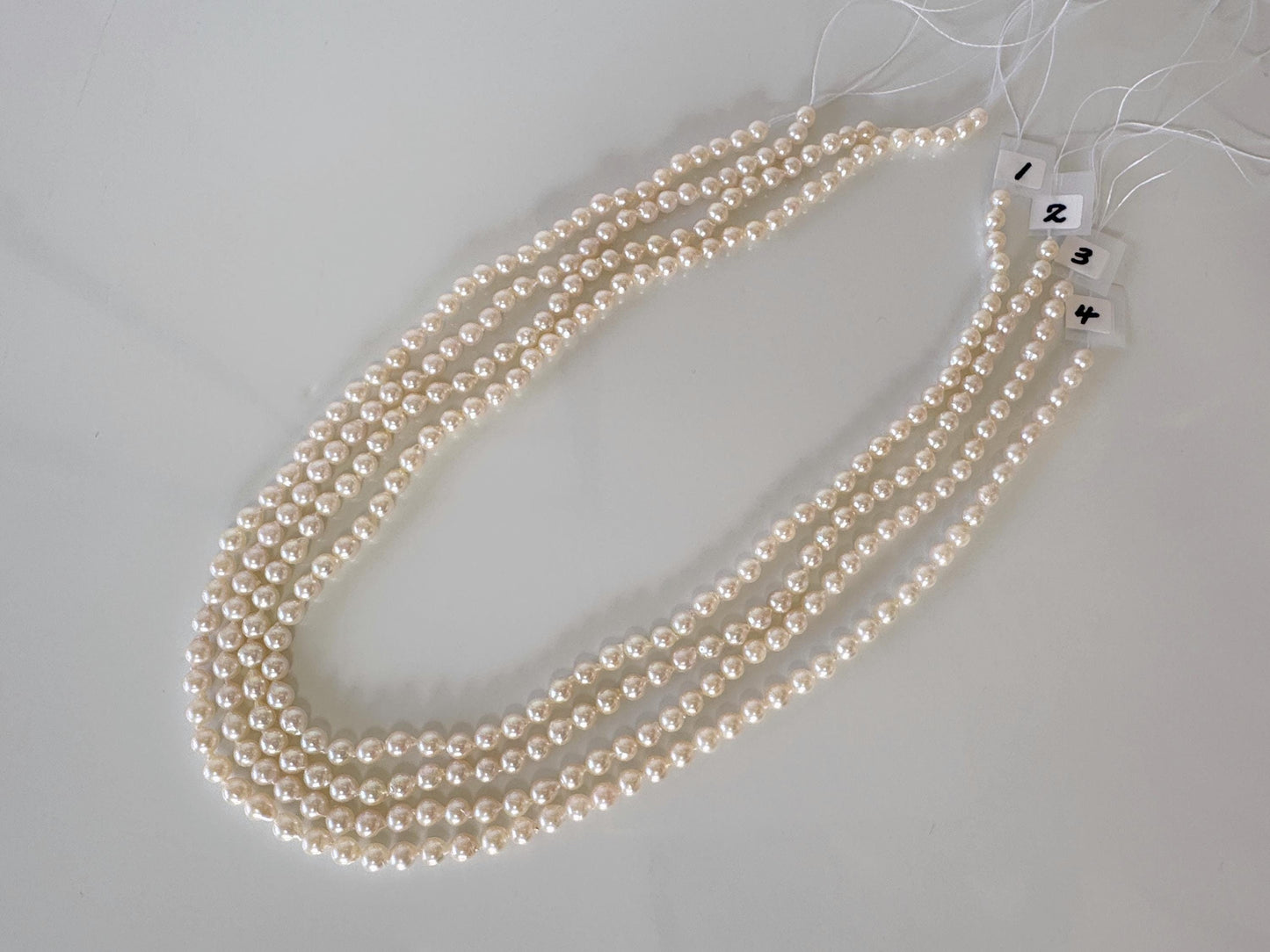 4.5-5mm Japanese White Akoya Baby Pearl Beads, Genuine Akoya Pearl, Full Strand, 40cm , 15.7", Cultured Salt water pearl