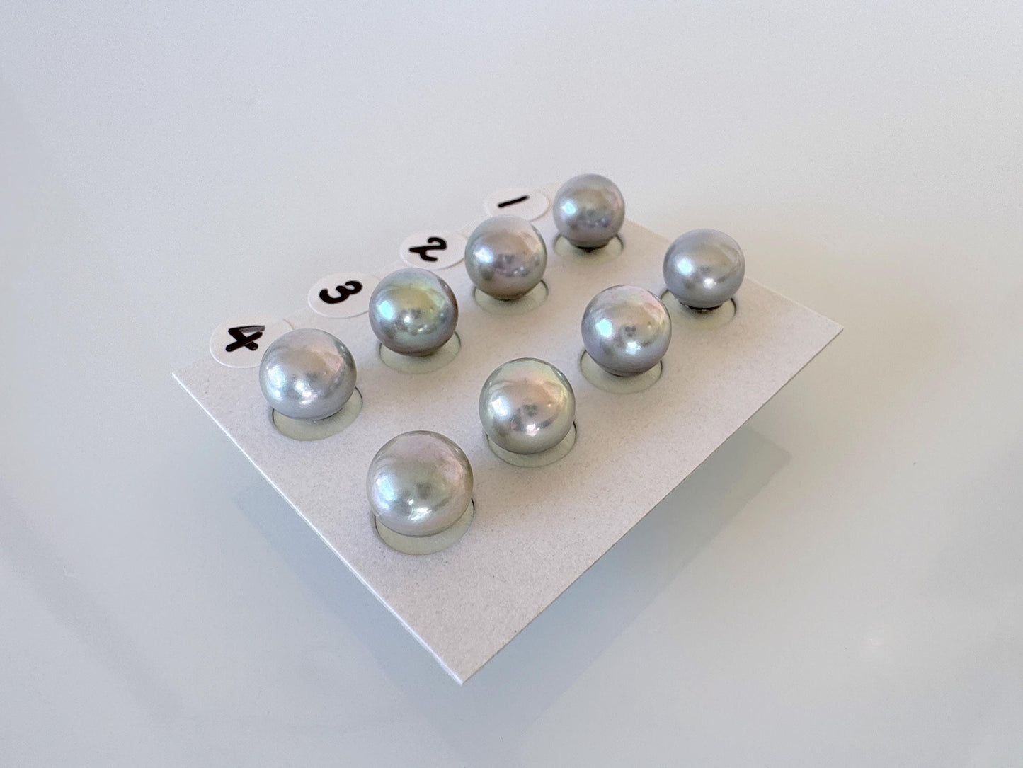 Japanese Blue/Silver (Treated) Akoya Pearl Stud Earrings , 8mm, Titanium Post/Ear Nuts, Genuine Akoya Pearl, Salt water pearl, Value-priced