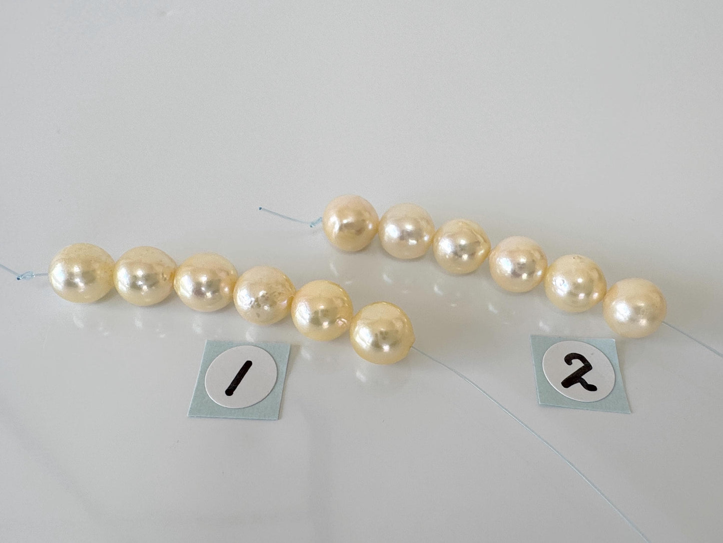 Japanese Yellow Akoya Pearl Beads, 7-7.5mm, Mini Strand, Short Strand, 6 Pieces, Genuine Akoya Pearl, Cultured in Sea Water