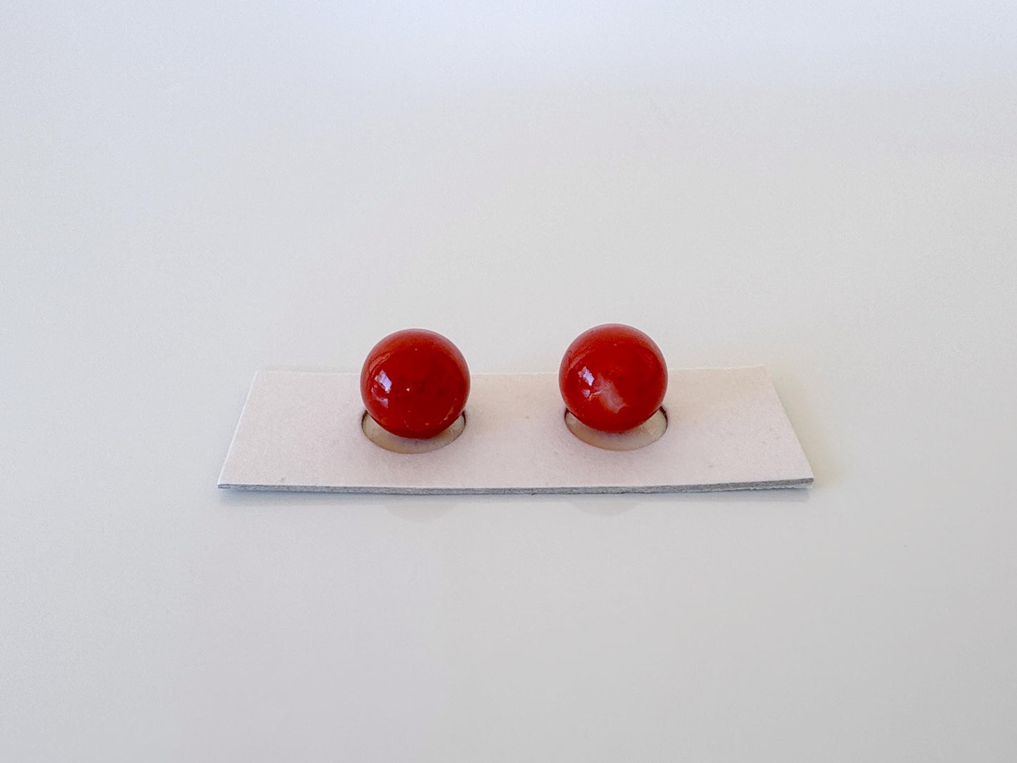 Value-priced for reason, Japanese Ox-Blood Red Coral (Aka coral) Round Pair Loose, 8.3mm with Half-Drilled Hole, Price per Pair