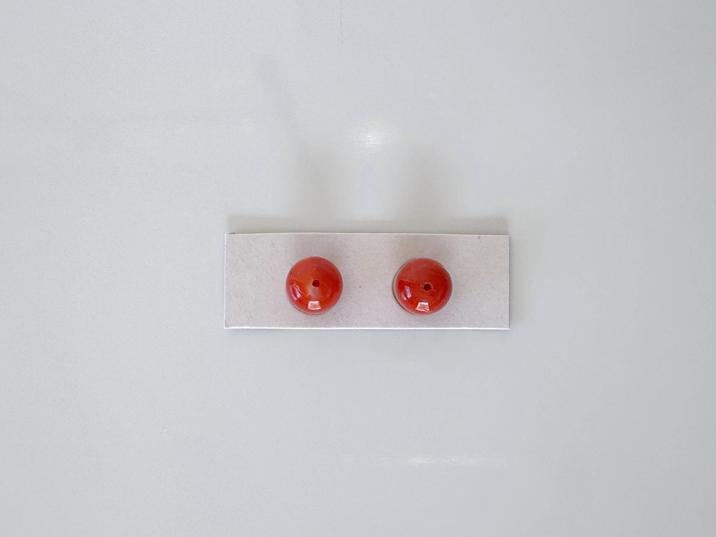 Value-priced for reason, Japanese Ox-Blood Red Coral (Aka coral) Round Pair Loose, 8.3mm with Half-Drilled Hole, Price per Pair