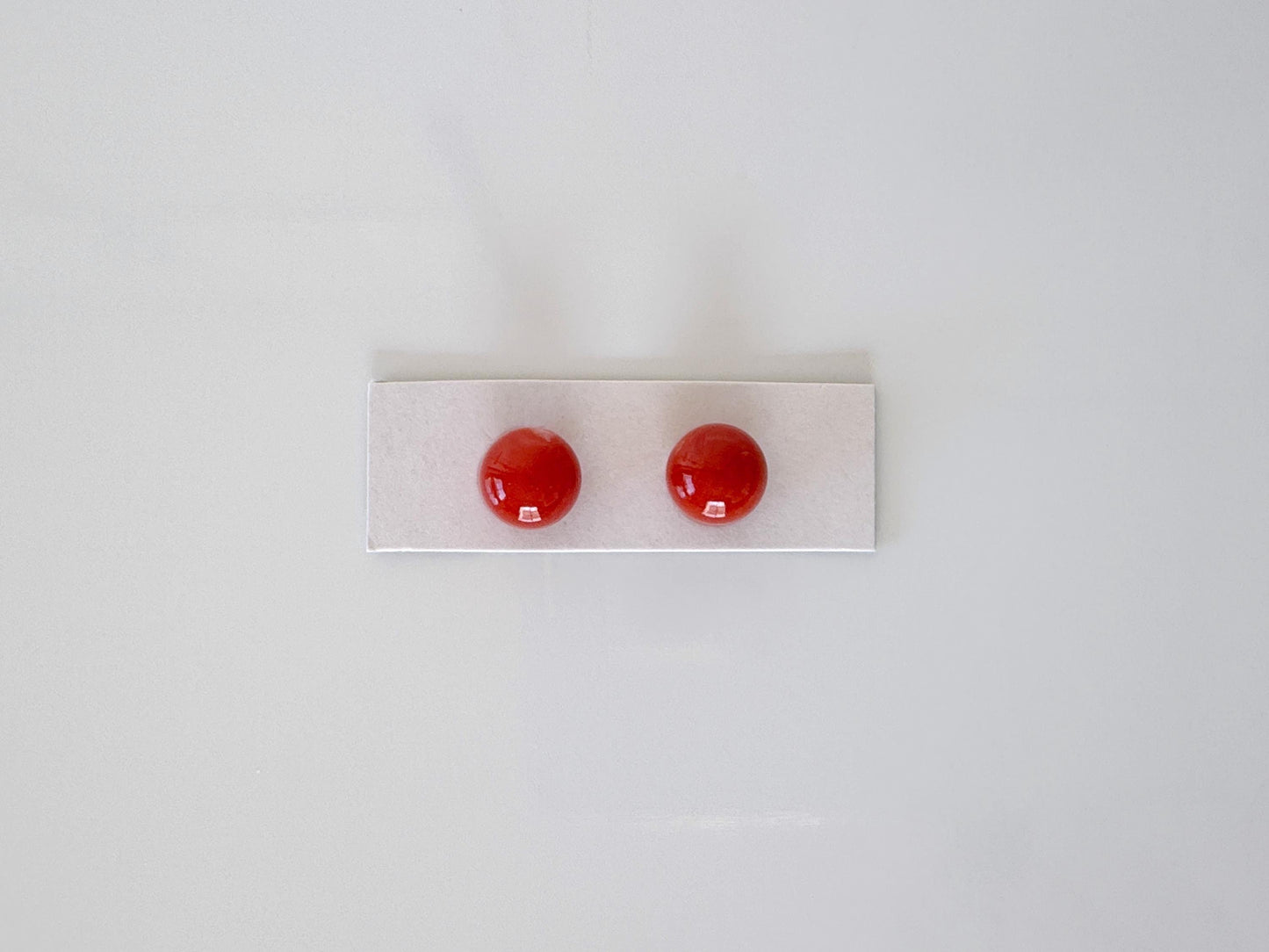 Value-priced for reason, Japanese Ox-Blood Red Coral (Aka coral) Round Pair Loose, 8.3mm with Half-Drilled Hole, Price per Pair