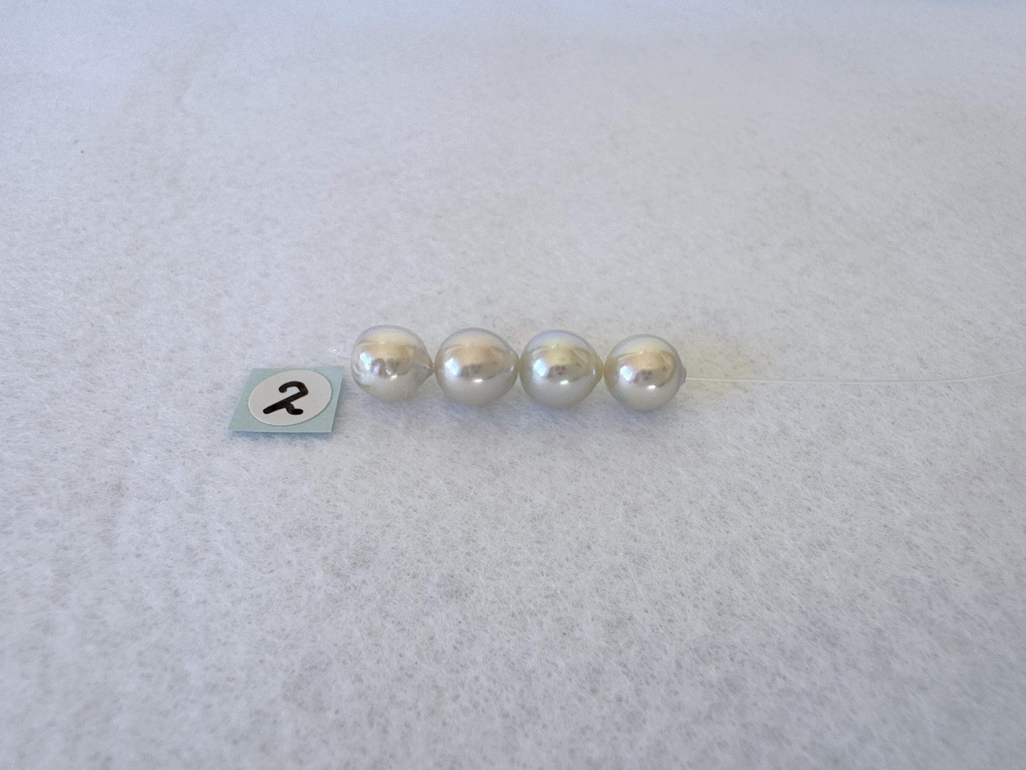 Japanese Blue/Silver (Natural color) Akoya Pearl Beads, 7.5-8mm, Mini Strand, 4 Pieces, Short Strand, Salt water pearl, Genuine Akoya Pearl