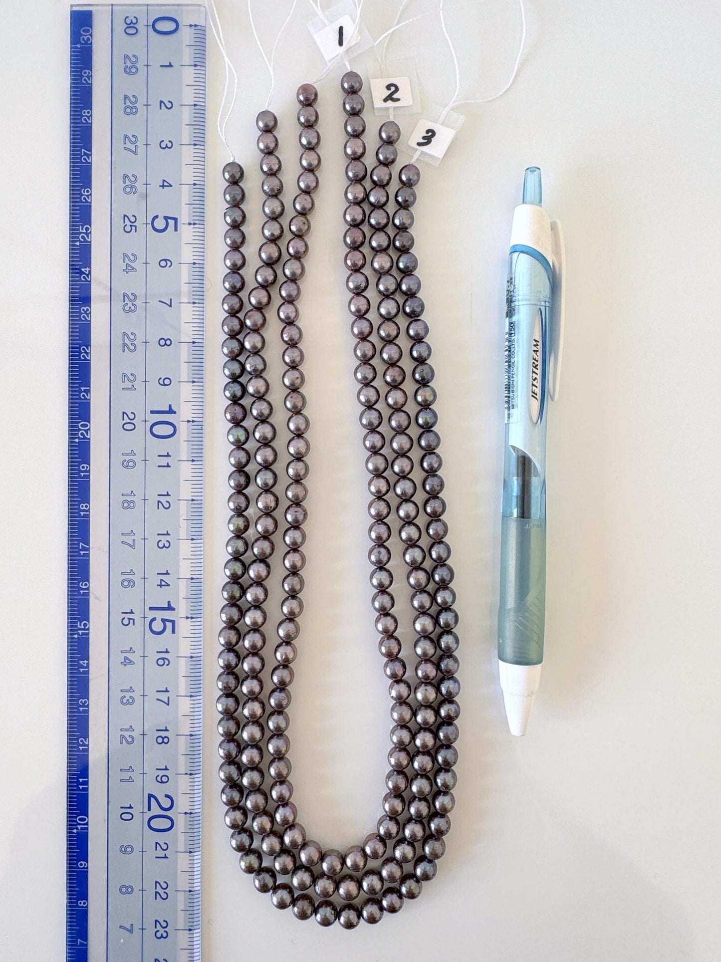 5.5-6mm Japanese Black/Black peacock Akoya Pearl Beads, Full Strand, 40cm , 15.7", Salt Water cultured pearl