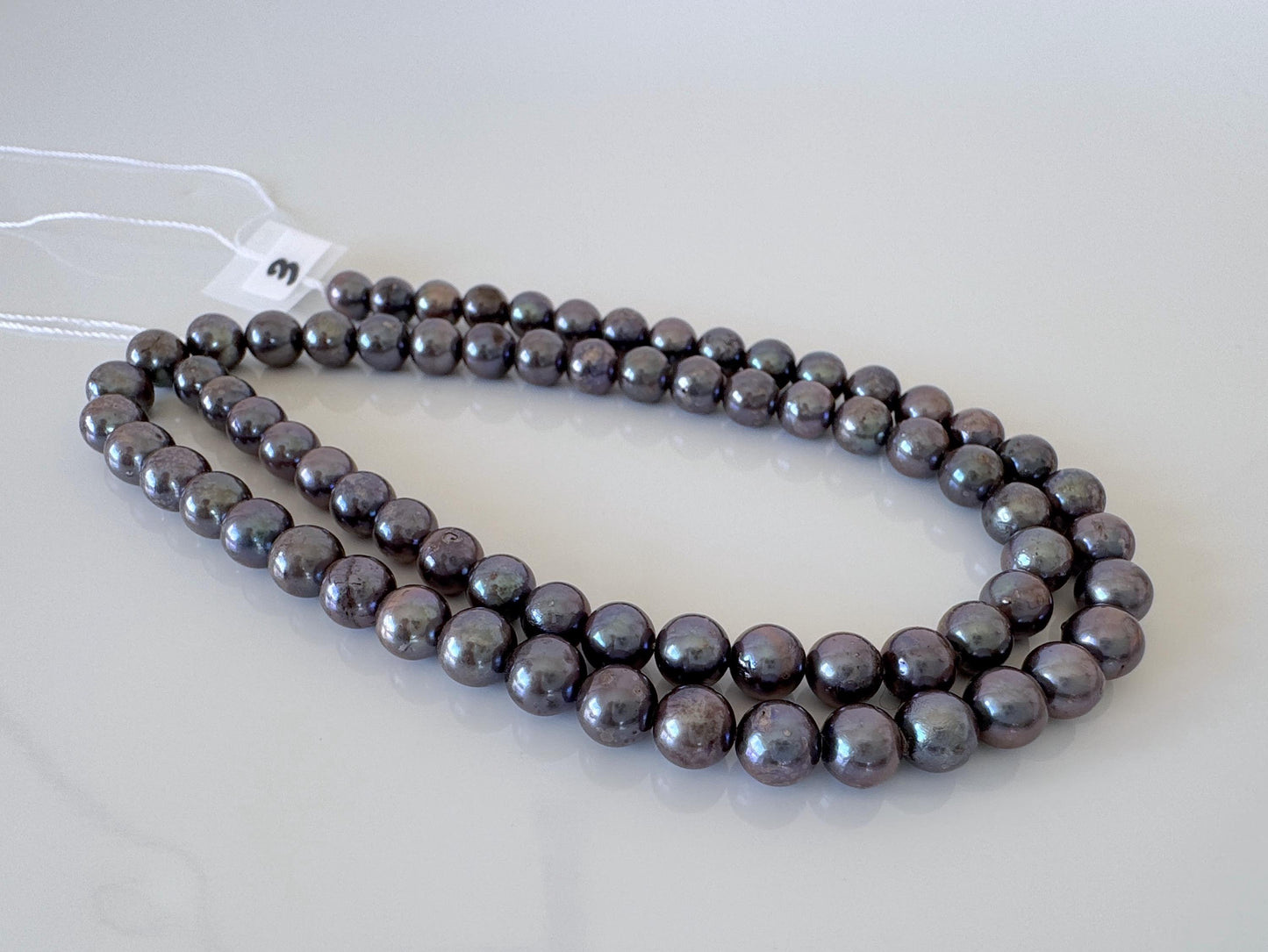 5.5-6mm Japanese Black/Black peacock Akoya Pearl Beads, Full Strand, 40cm , 15.7", Salt Water cultured pearl