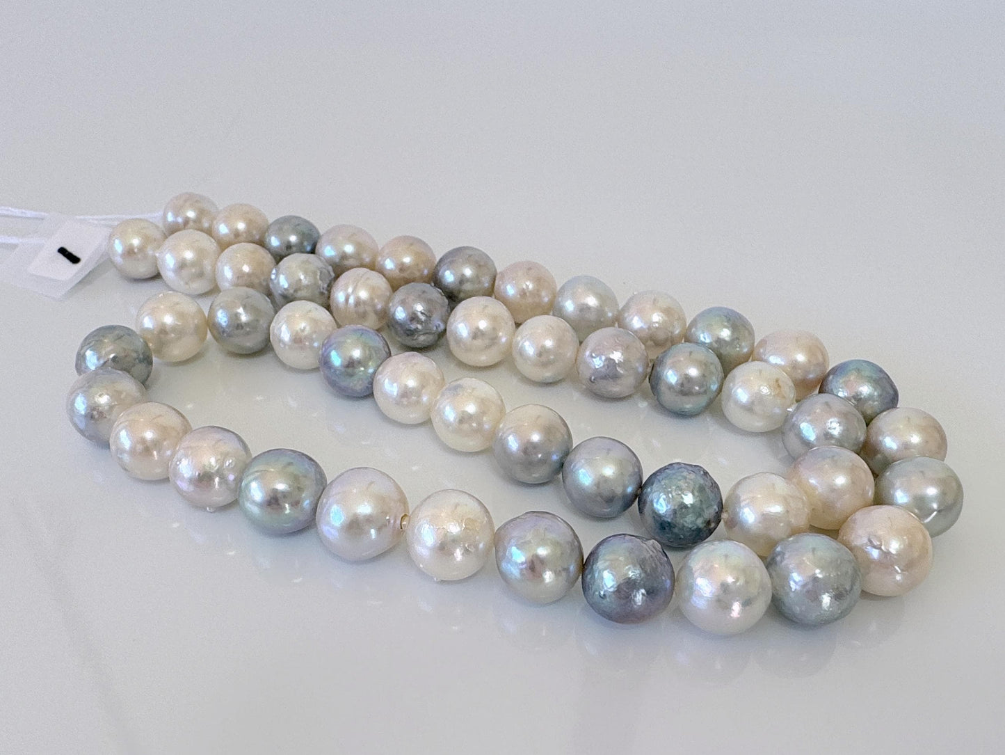 8-8.3mm Japanese Akoya Pearl Beads, Natural blue/silver/white color pearl, Genuine Salt water Akoya Pearl, Full Strand, 40cm , 15.7"